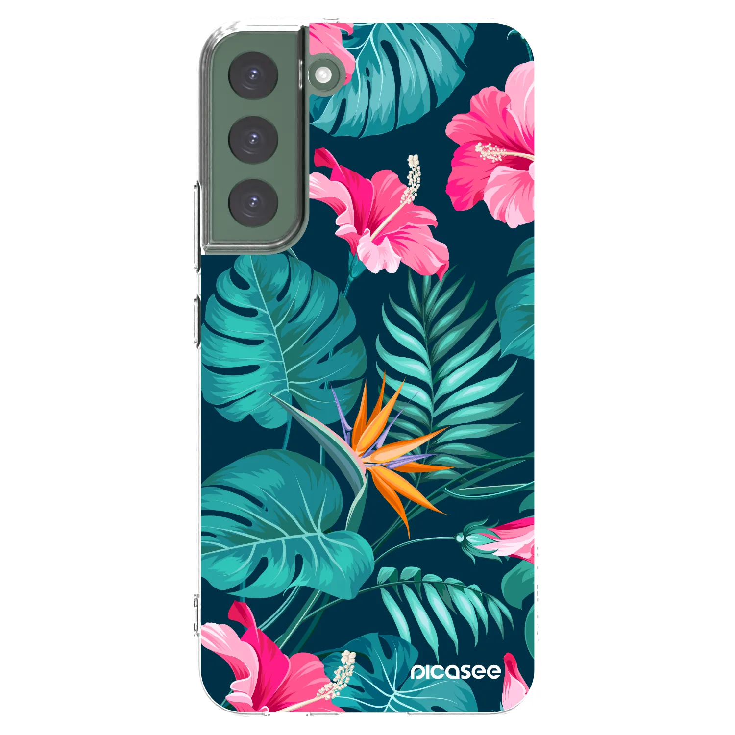 Picasee Samsung Galaxy S22+ 5G Hülle - Transparentes Silikon - Pink Monstera