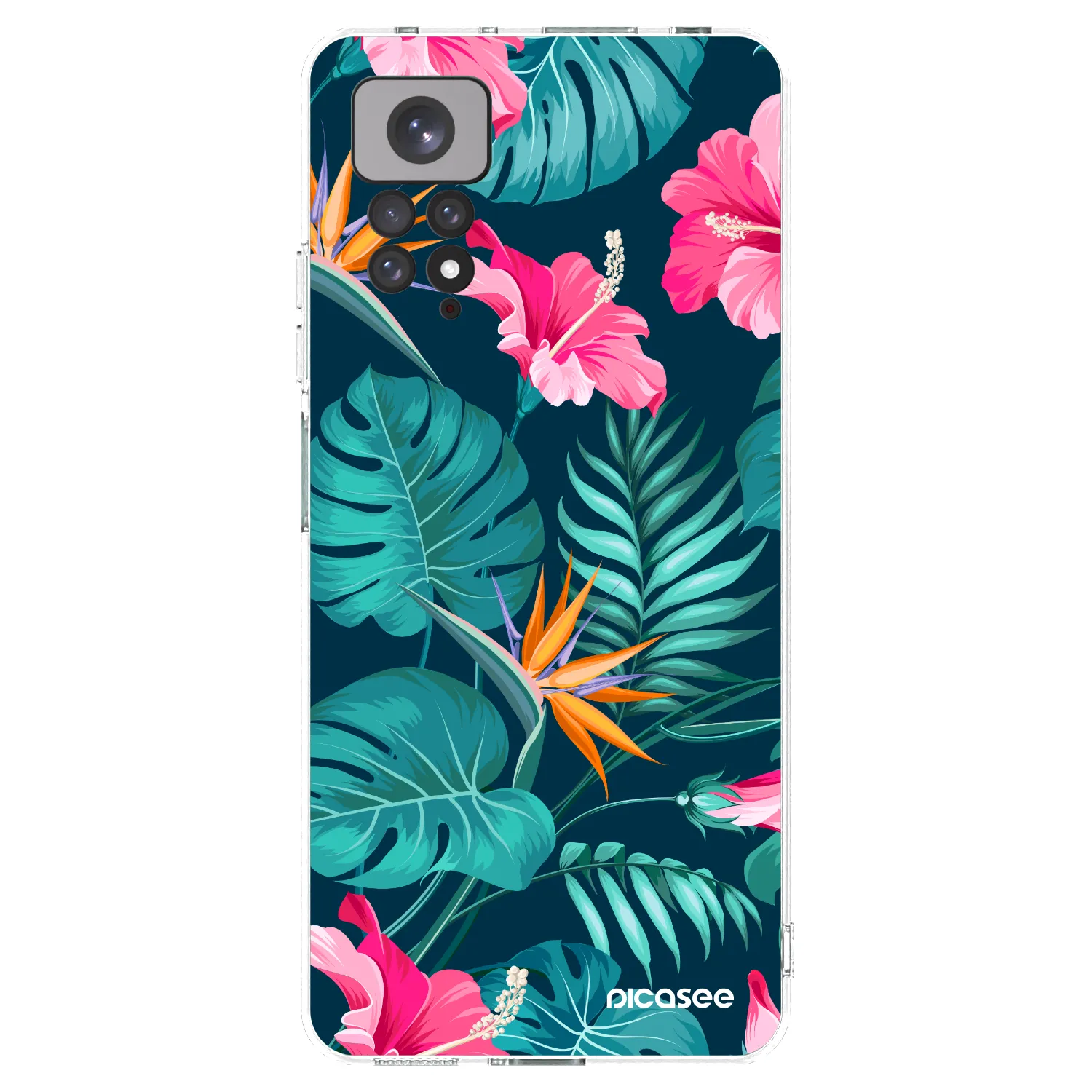 Picasee Xiaomi Redmi Note 11 Hülle - Transparentes Silikon - Pink Monstera