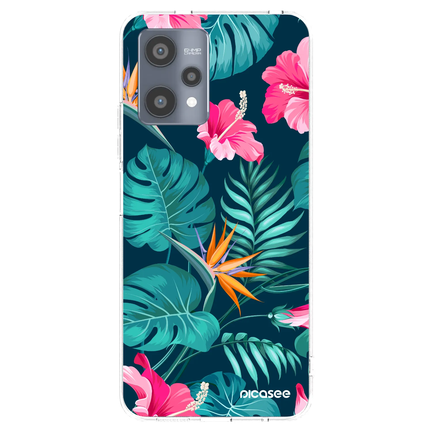 Picasee Realme 9 Pro 5G Hülle - Transparentes Silikon - Pink Monstera