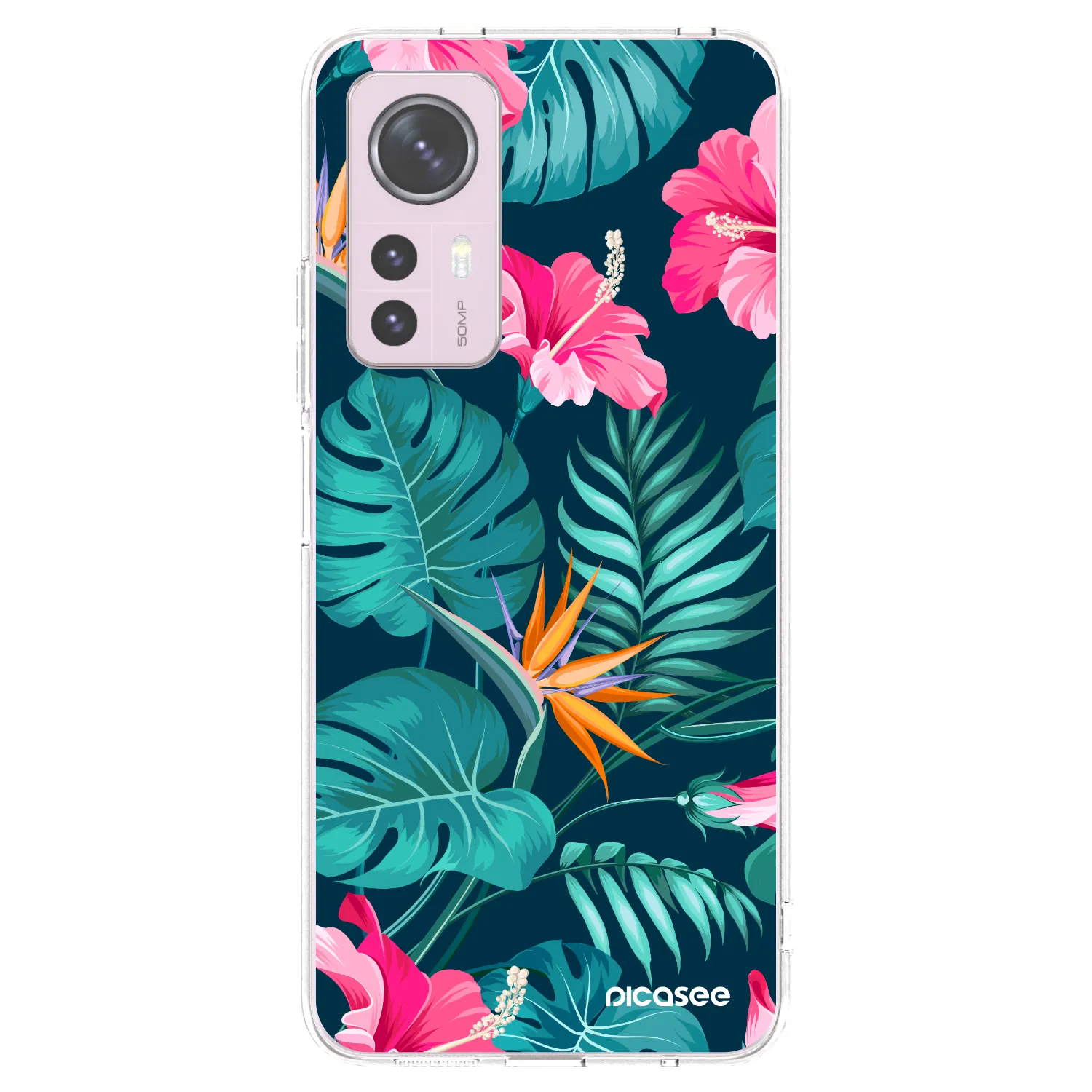 Picasee Xiaomi 12 Hülle - Transparentes Silikon - Pink Monstera