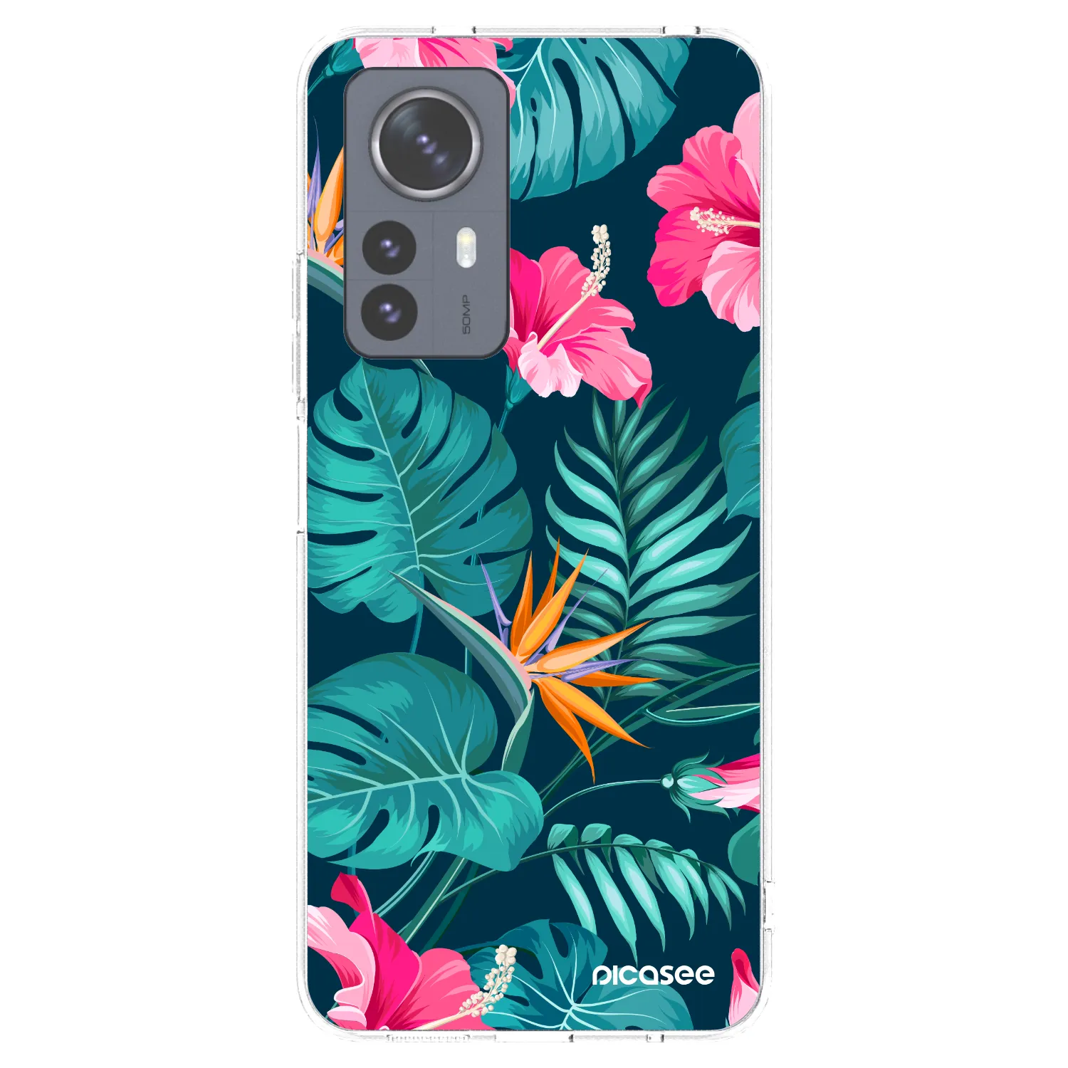 Picasee Xiaomi 12 Pro Hülle - Transparentes Silikon - Pink Monstera