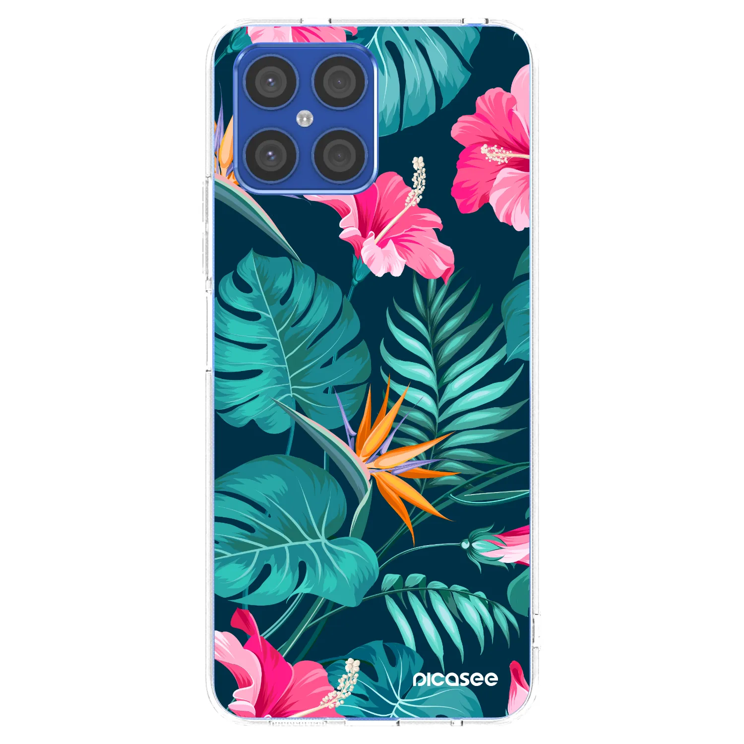 Picasee Honor X8 4G Hülle - Transparentes Silikon - Pink Monstera
