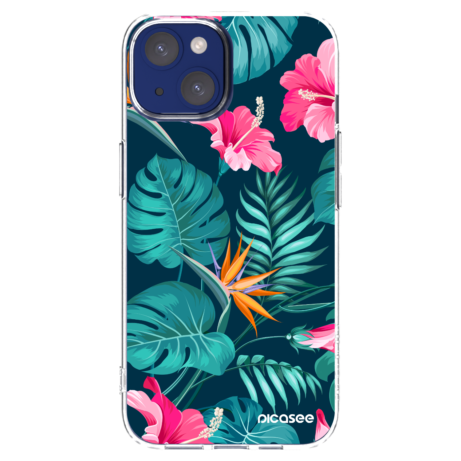 Picasee Apple iPhone 14 Hülle - Transparentes Silikon - Pink Monstera