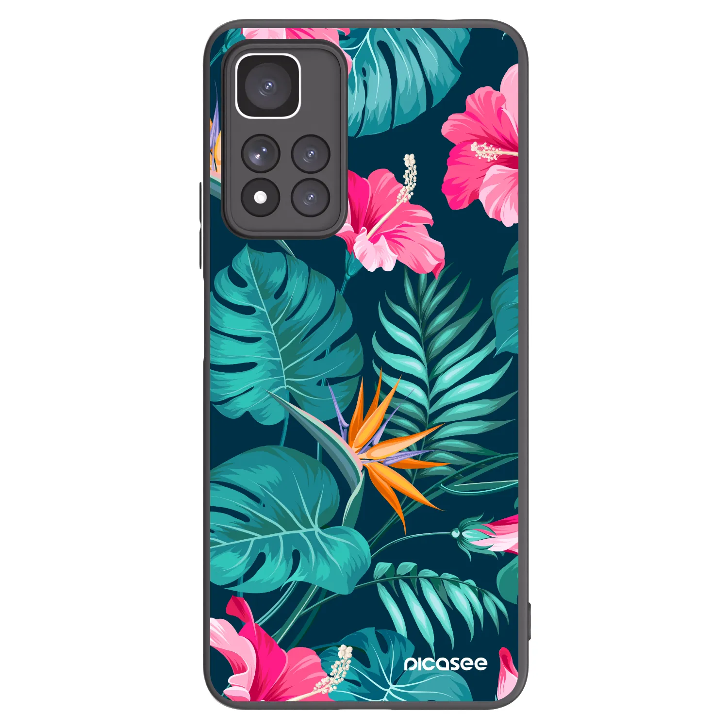 Picasee Xiaomi Redmi Note 11 Pro+ 5G Hülle - Schwarzes Silikon - Pink Monstera