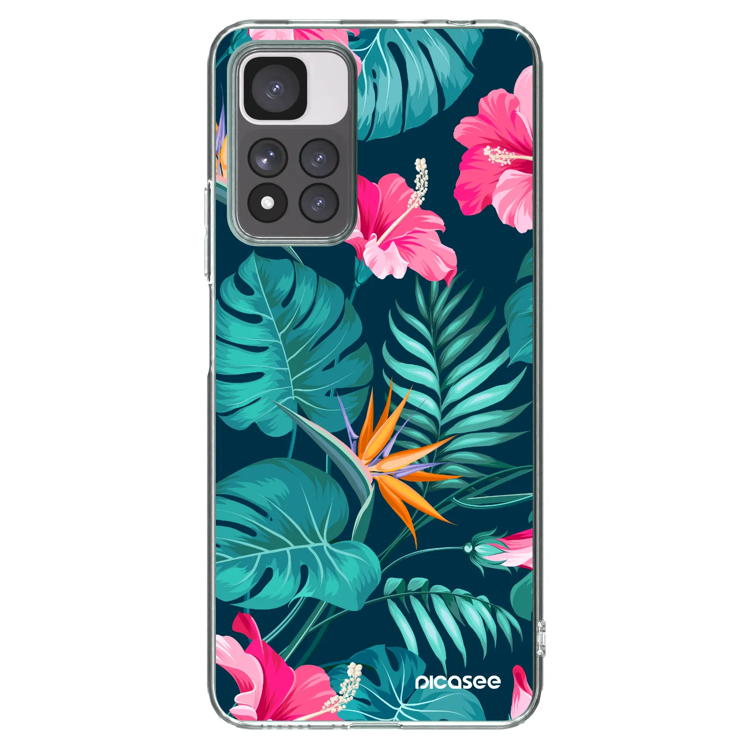 Picasee Xiaomi Redmi Note 11 Pro+ 5G Hülle - Transparentes Silikon - Pink Monstera