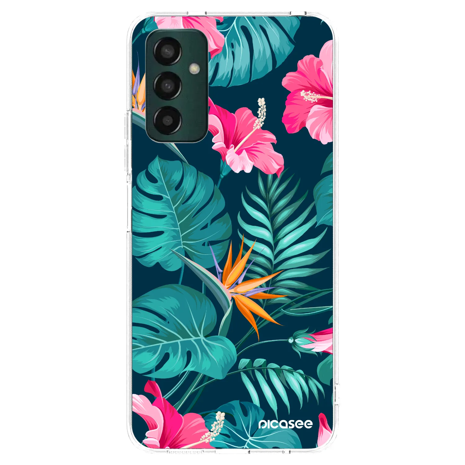 Picasee Samsung Galaxy M23 5G Hülle - Transparentes Silikon - Pink Monstera