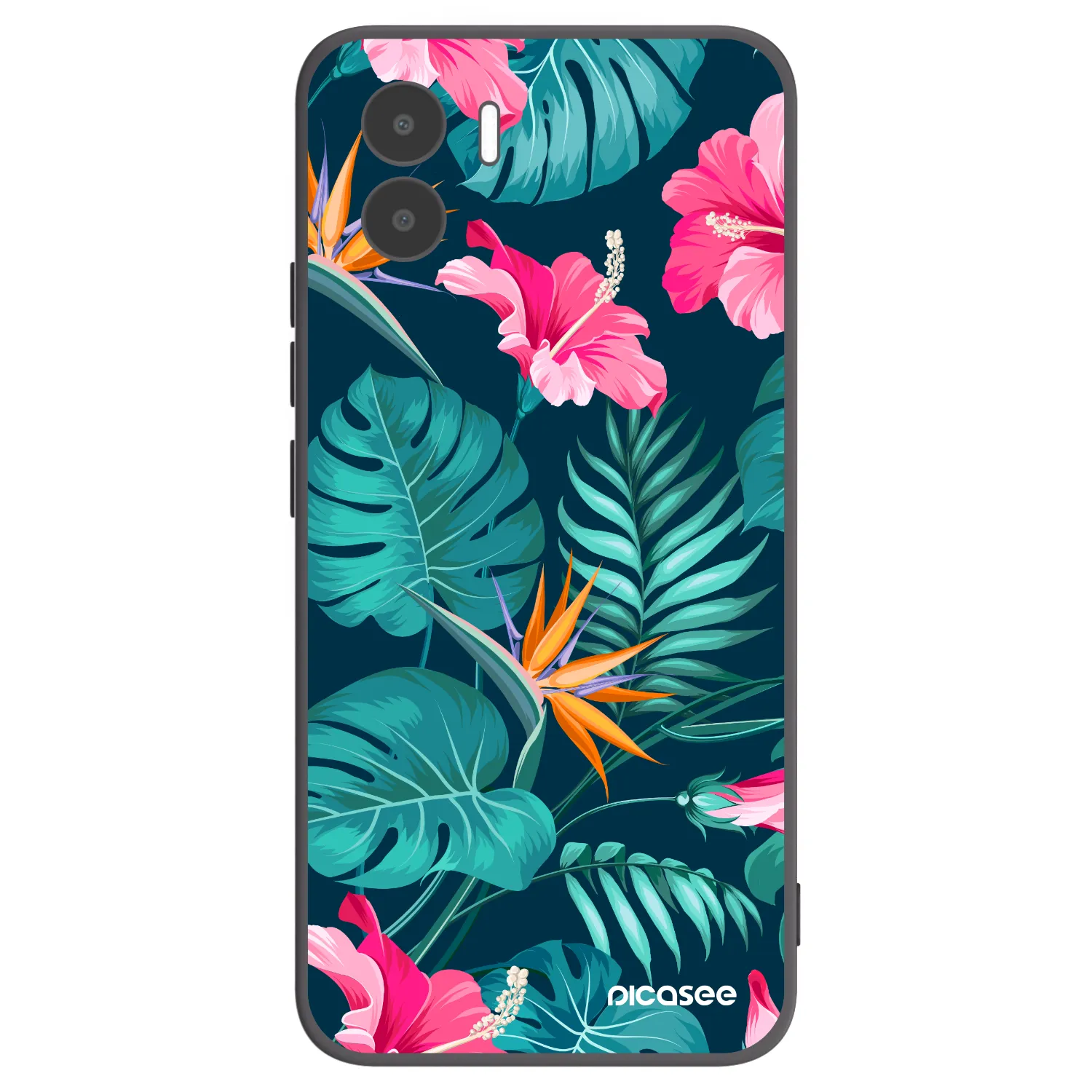 Picasee Xiaomi Redmi A1 Hülle - Schwarzes Silikon - Pink Monstera