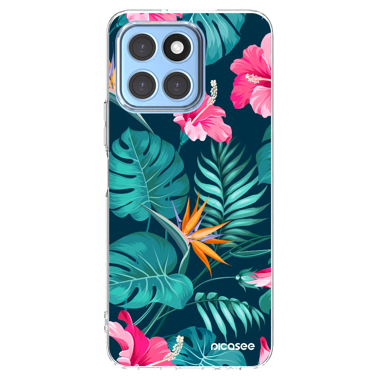 Picasee Honor X8 5G Hülle - Transparentes Silikon - Pink Monstera