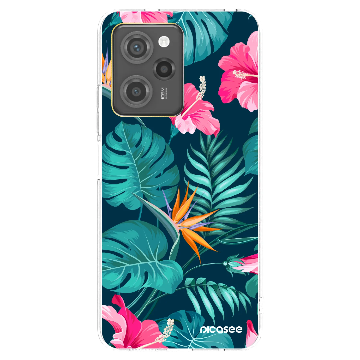 Picasee Xiaomi Poco X5 Pro Hülle - Transparentes Silikon - Pink Monstera
