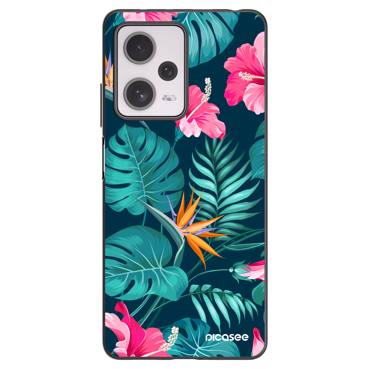 Picasee Xiaomi Redmi Note 12 Pro+ 5G Hülle - Schwarzes Silikon - Pink Monstera
