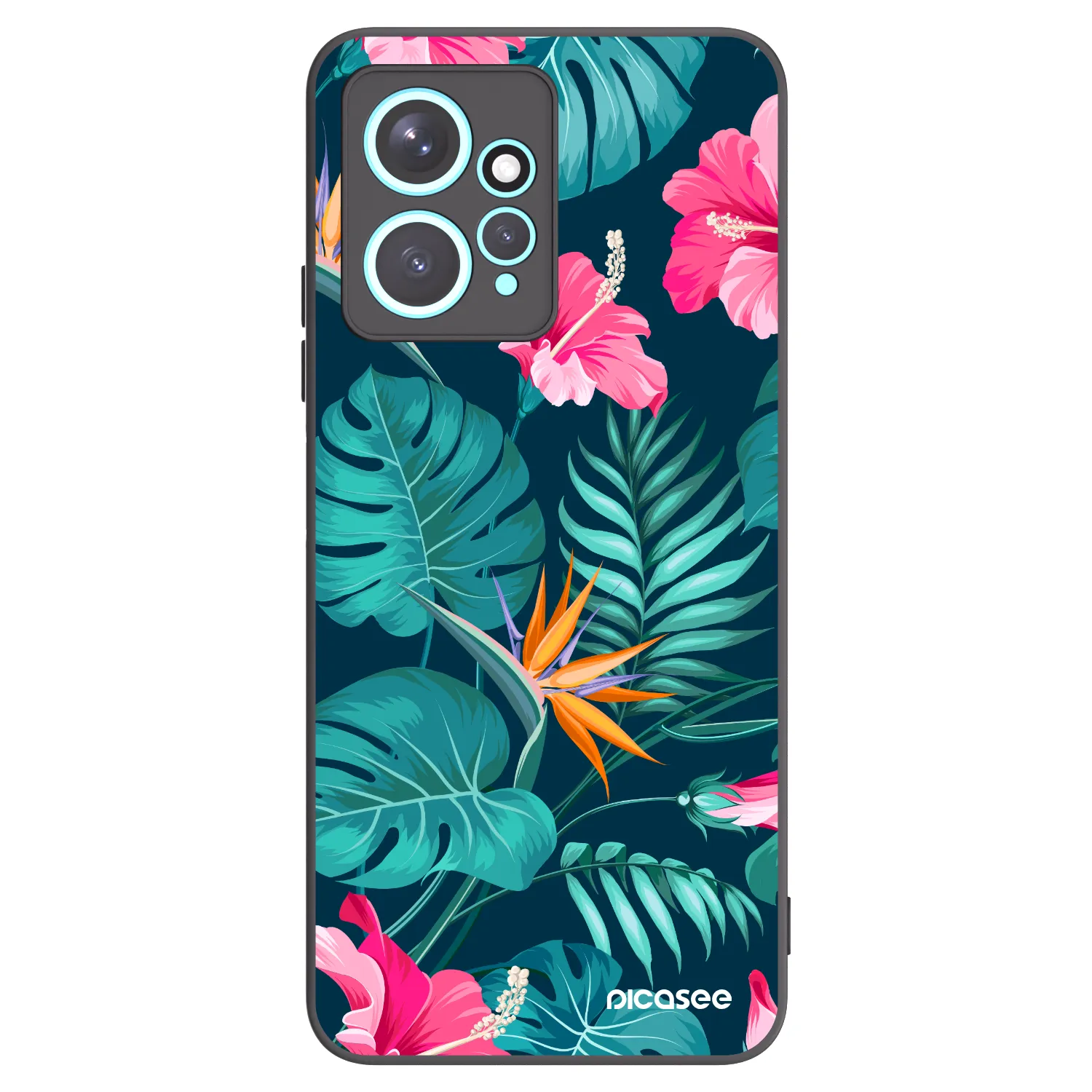 Picasee Xiaomi Redmi Note 12 4G Hülle - Schwarzes Silikon - Pink Monstera