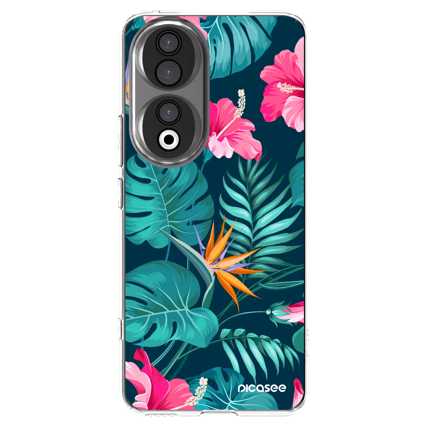 Picasee Honor 90 5G Hülle - Transparentes Silikon - Pink Monstera