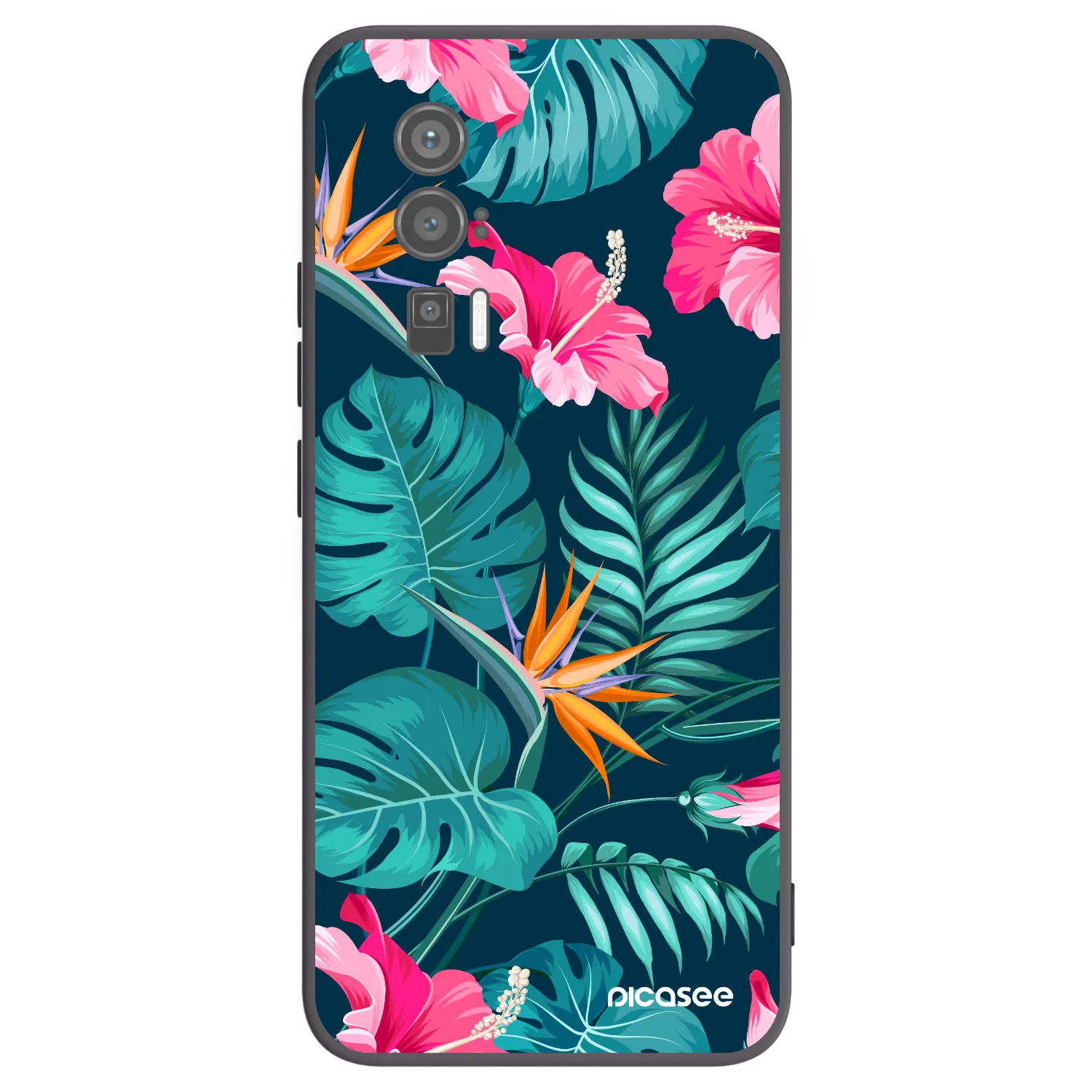 Picasee Xiaomi Poco F5 Pro 5G Hülle - Schwarzes Silikon - Pink Monstera