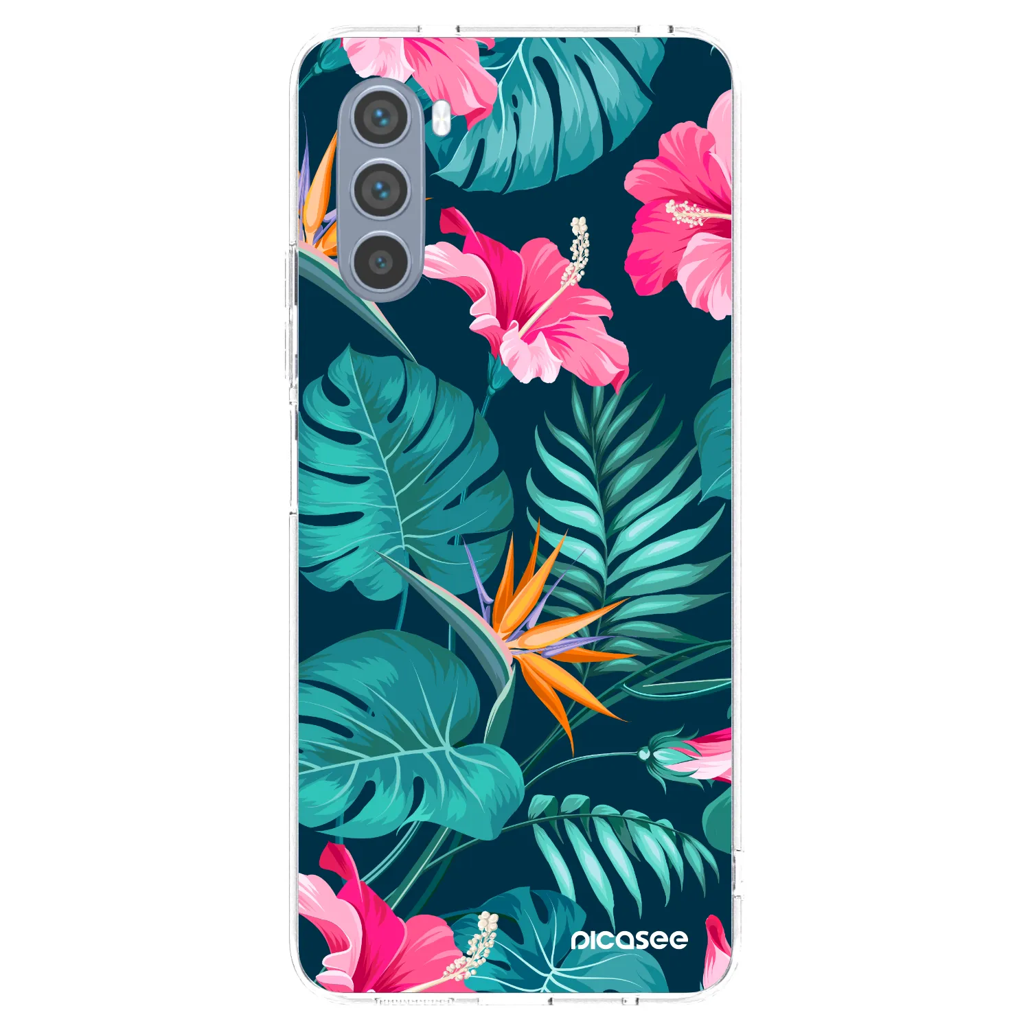 Picasee Motorola Moto G62 Hülle - Transparentes Silikon - Pink Monstera
