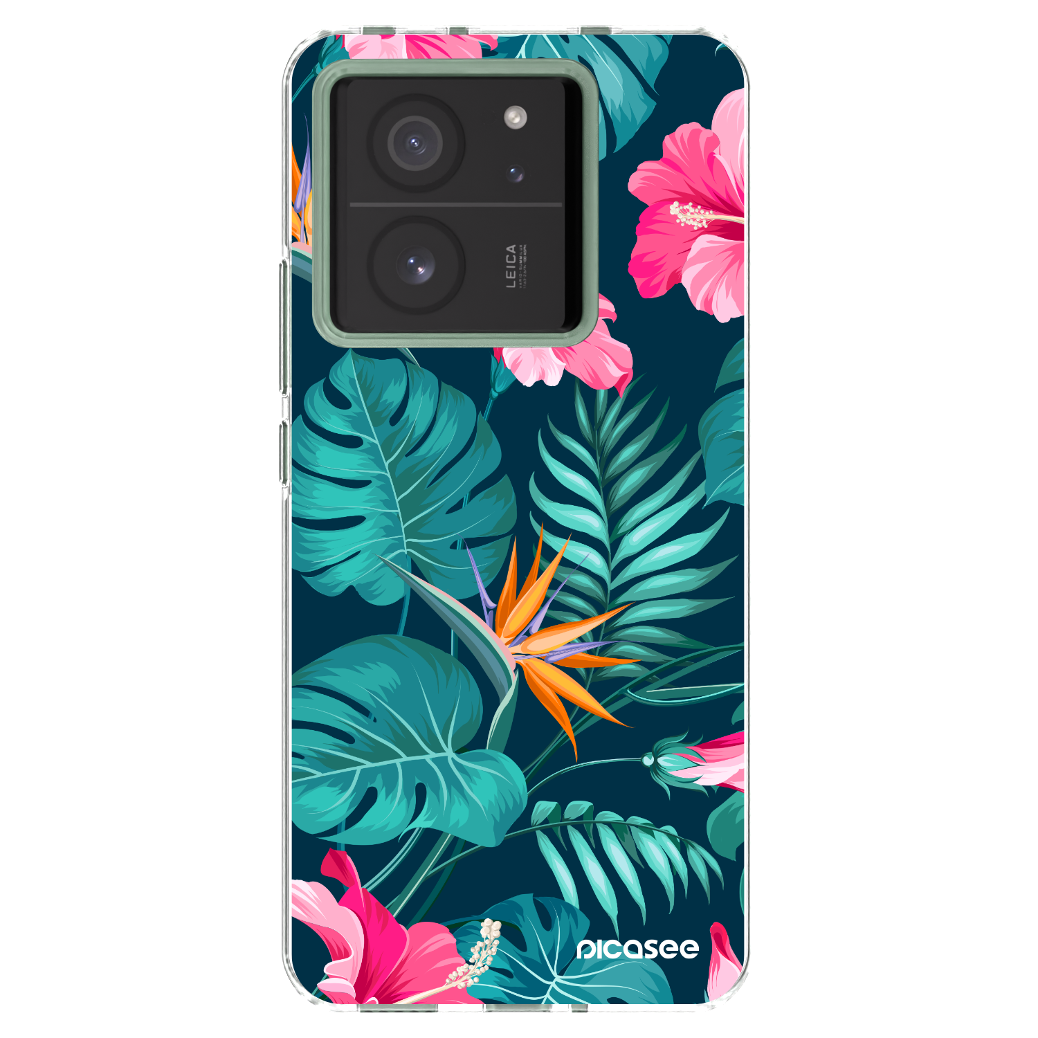 Picasee Xiaomi 13T Pro Hülle - Transparentes Silikon - Pink Monstera