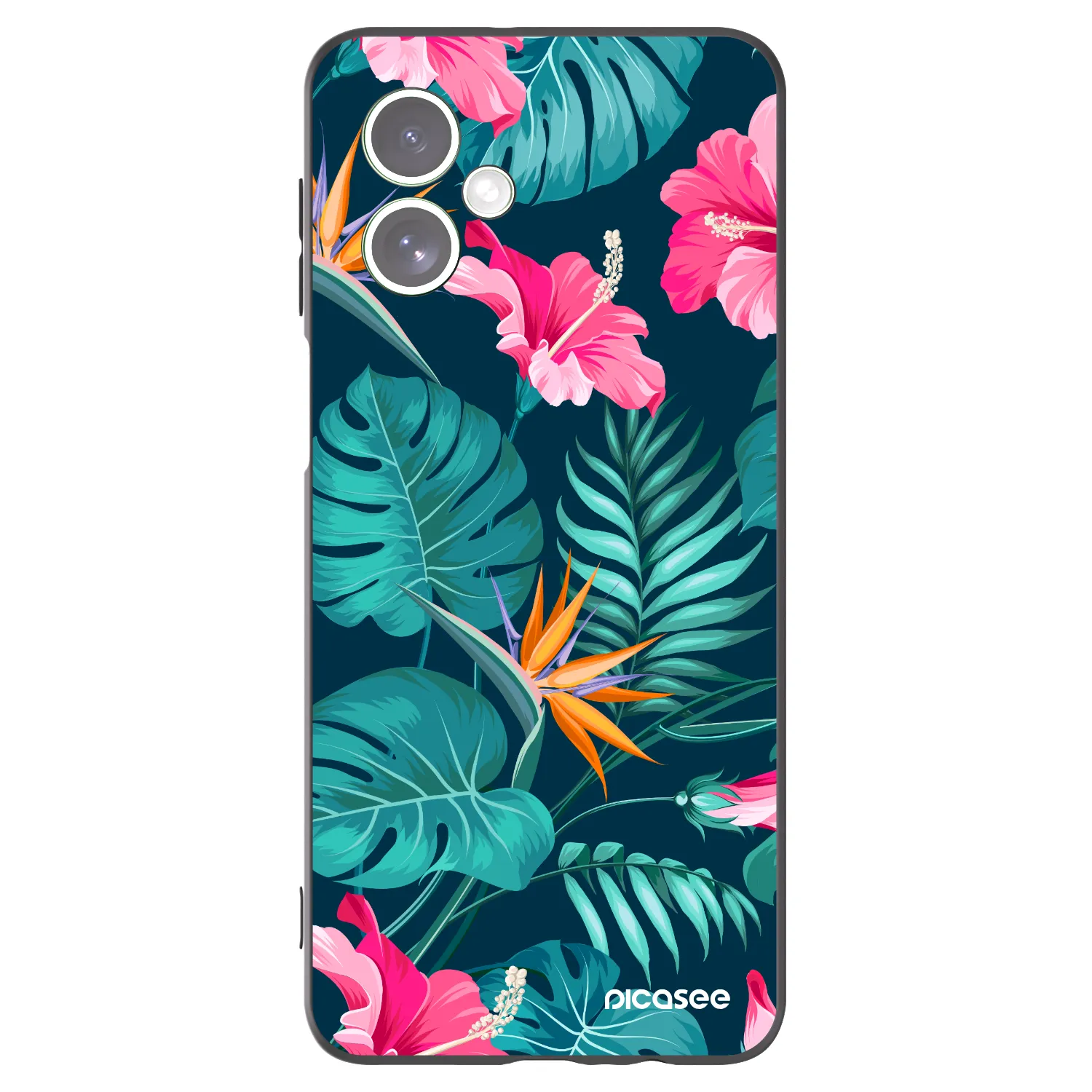 Picasee Motorola Moto G54 5G Hülle - Schwarzes Silikon - Pink Monstera