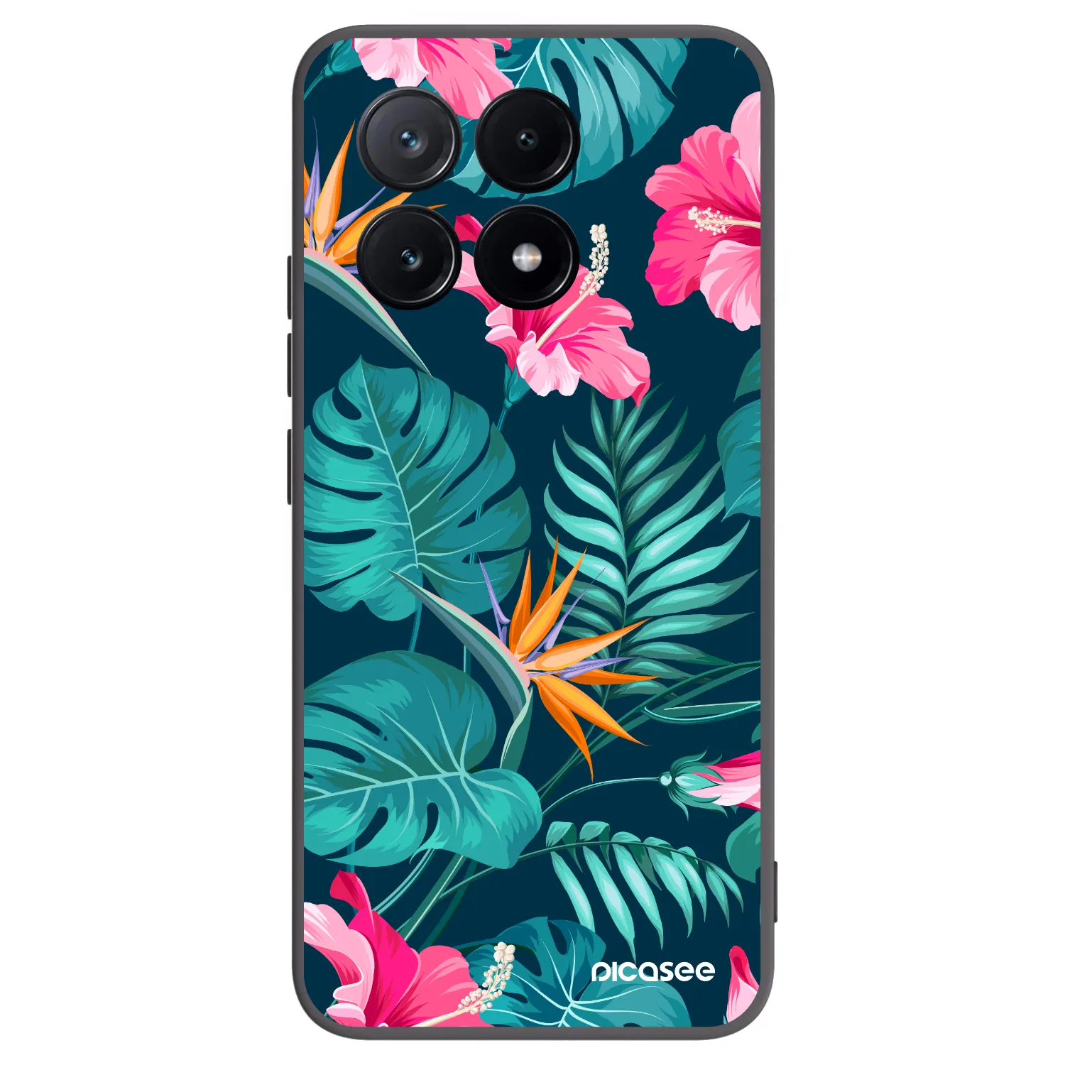 Picasee Xiaomi Poco X6 Pro Hülle - Schwarzes Silikon - Pink Monstera