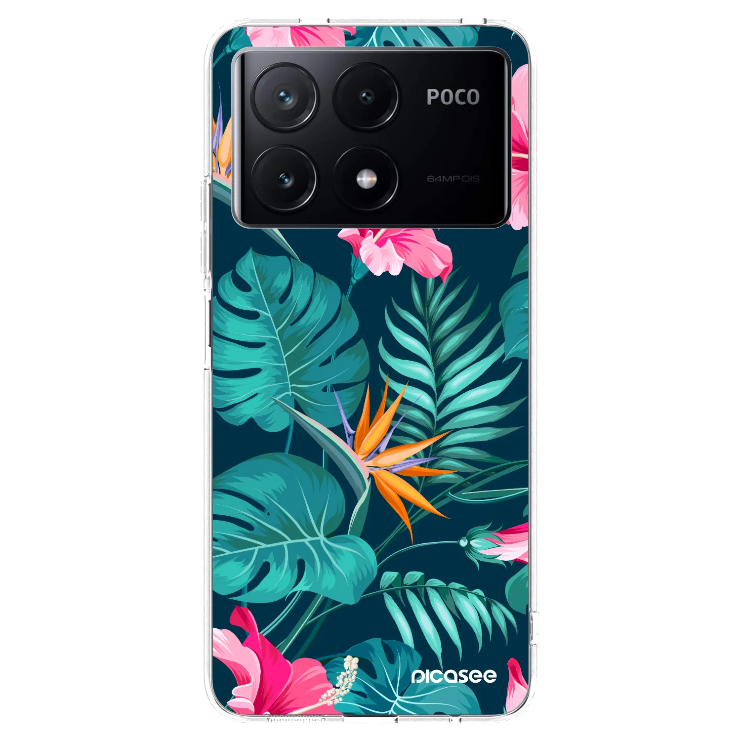 Picasee Xiaomi Poco X6 Pro Hülle - Transparentes Silikon - Pink Monstera