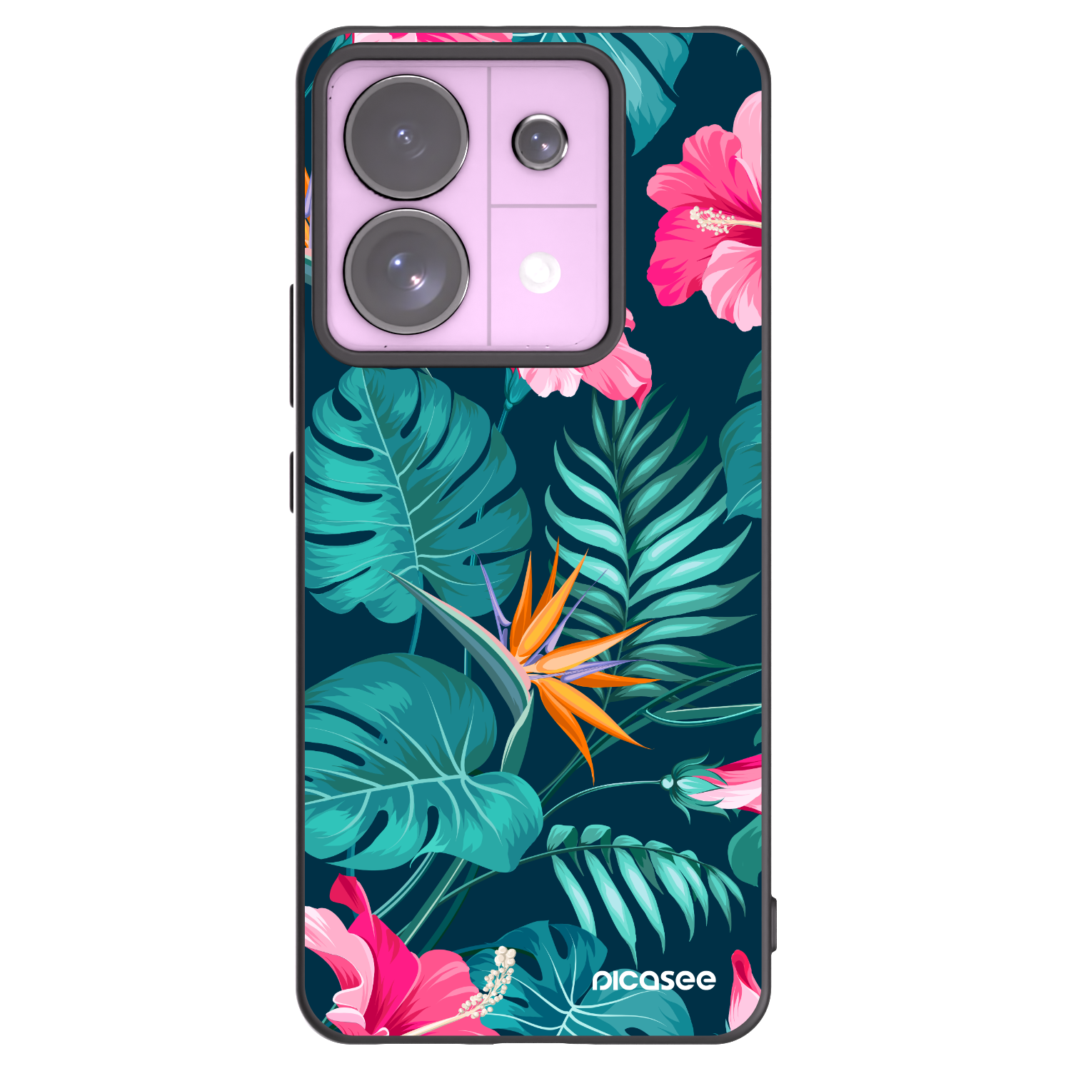 Picasee Xiaomi Redmi Note 13 Pro 5G Hülle - Schwarzes Silikon - Pink Monstera