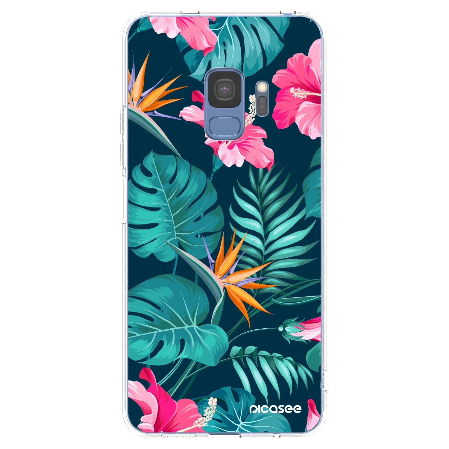 Picasee Samsung Galaxy S9 G960F Hülle - Transparentes Silikon - Pink Monstera