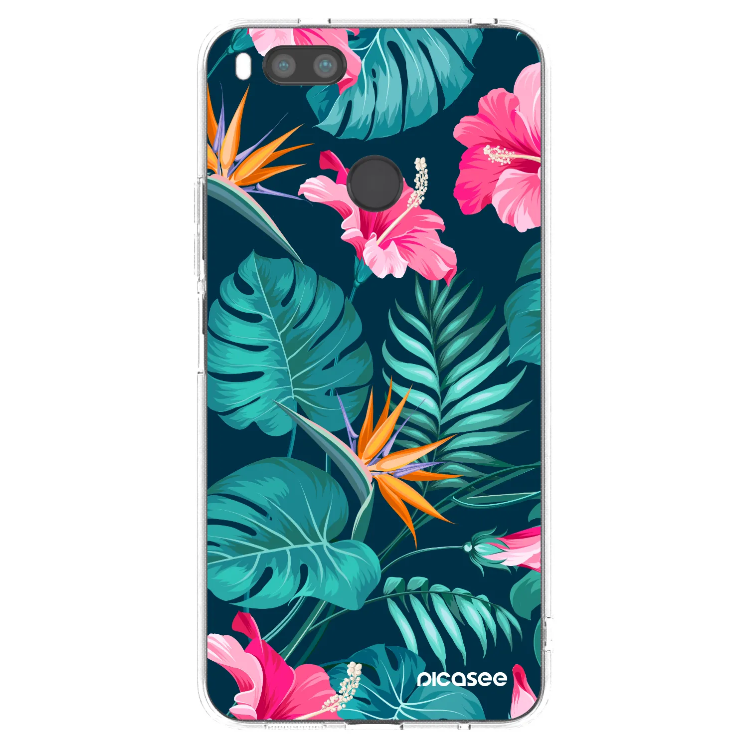 Picasee Xiaomi Mi A1 Global Hülle - Transparentes Silikon - Pink Monstera