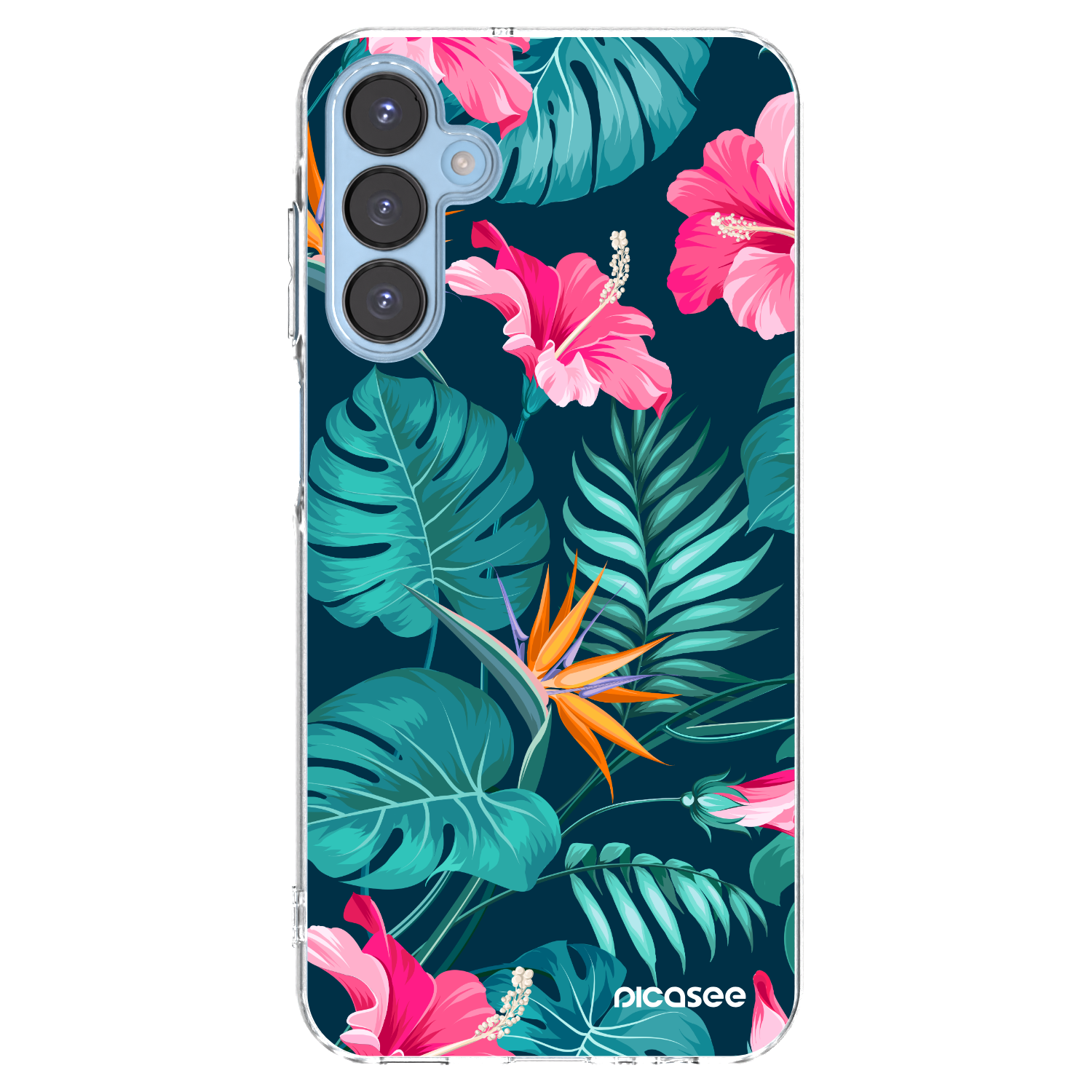 Picasee Samsung Galaxy A15 A156B 5G Hülle - Transparentes Silikon - Pink Monstera