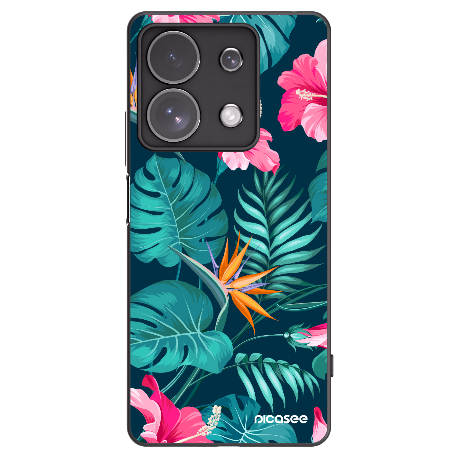 Picasee Xiaomi Redmi Note 13 Pro 4G Hülle - Schwarzes Silikon - Pink Monstera
