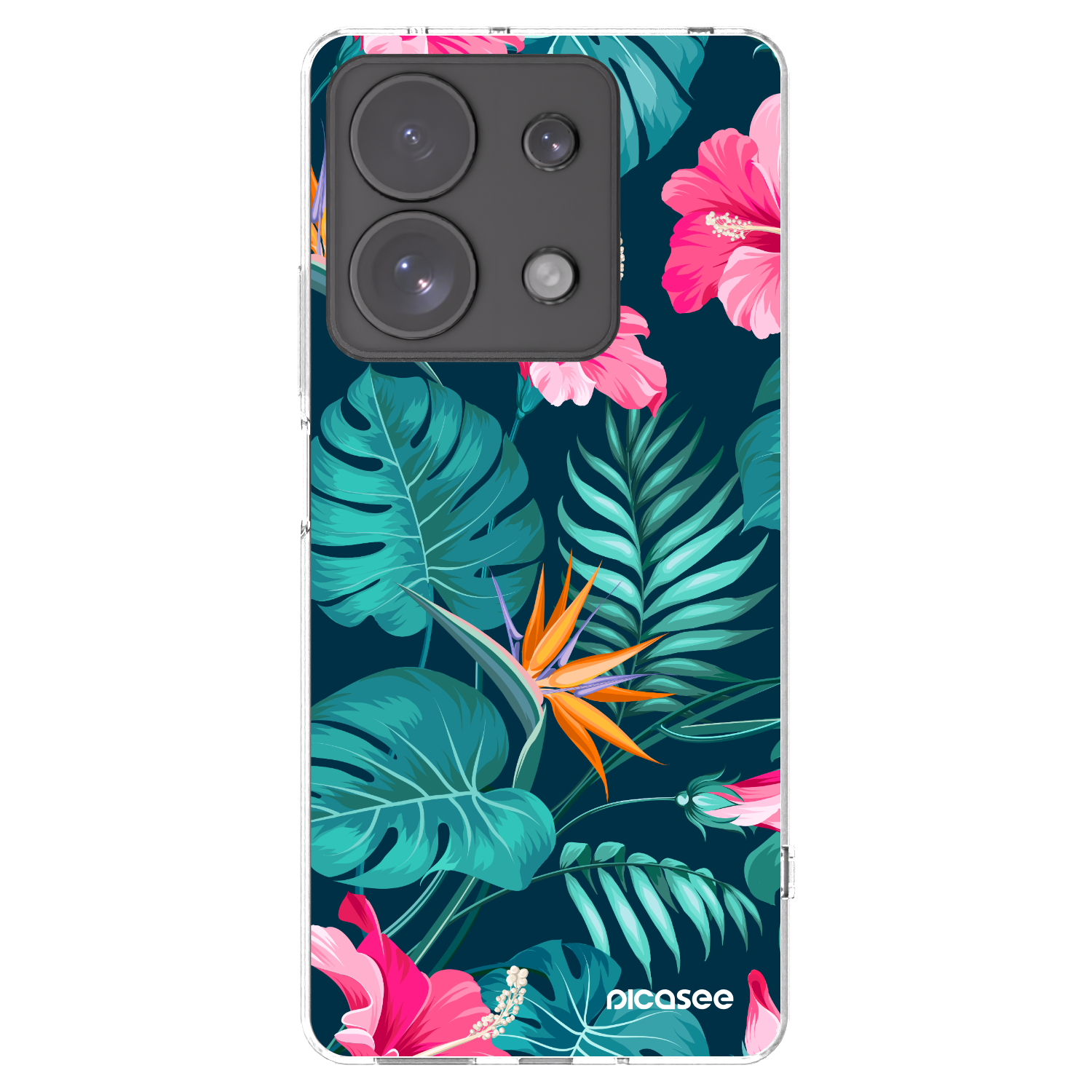 Picasee Xiaomi Redmi Note 13 Pro 4G Hülle - Transparentes Silikon - Pink Monstera