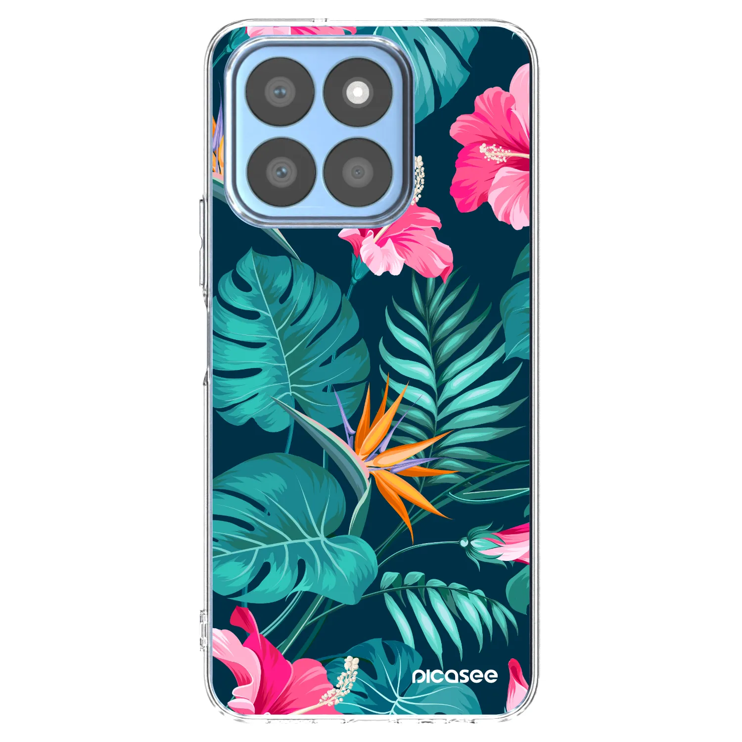 Picasee Honor X8b Hülle - Transparentes Silikon - Pink Monstera