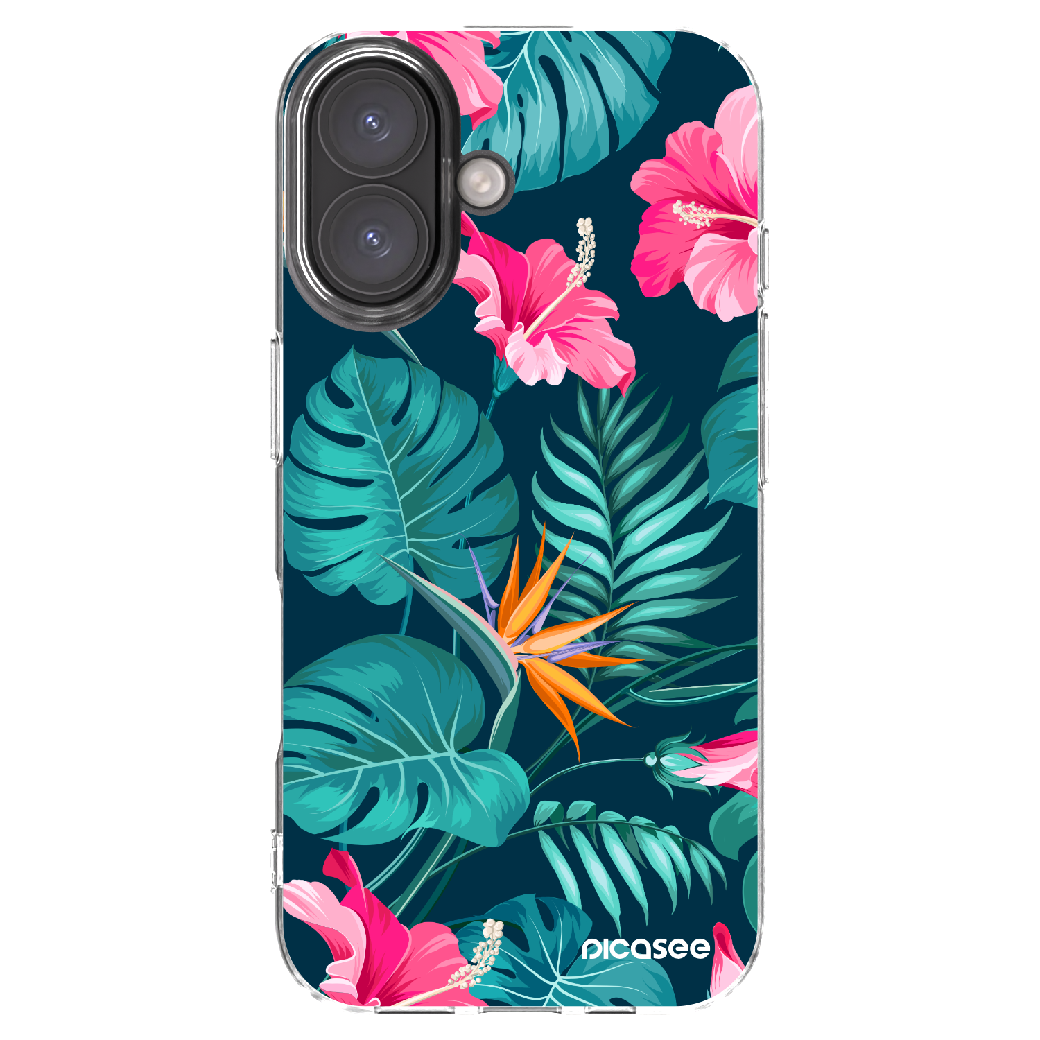 Picasee Apple iPhone 16 Hülle - Transparentes Silikon - Pink Monstera
