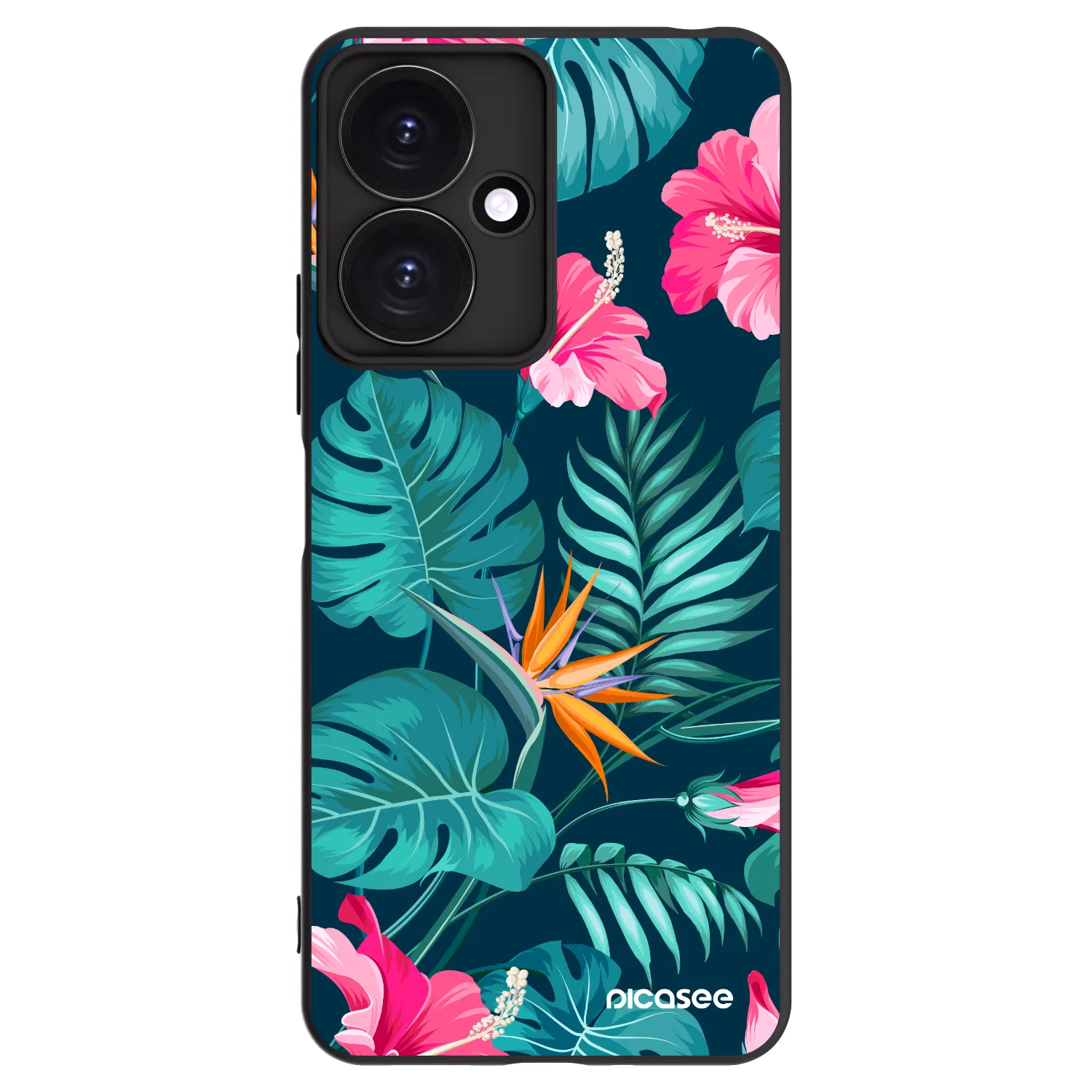 Picasee Xiaomi Redmi 13C 5G Hülle - Schwarzes Silikon - Pink Monstera