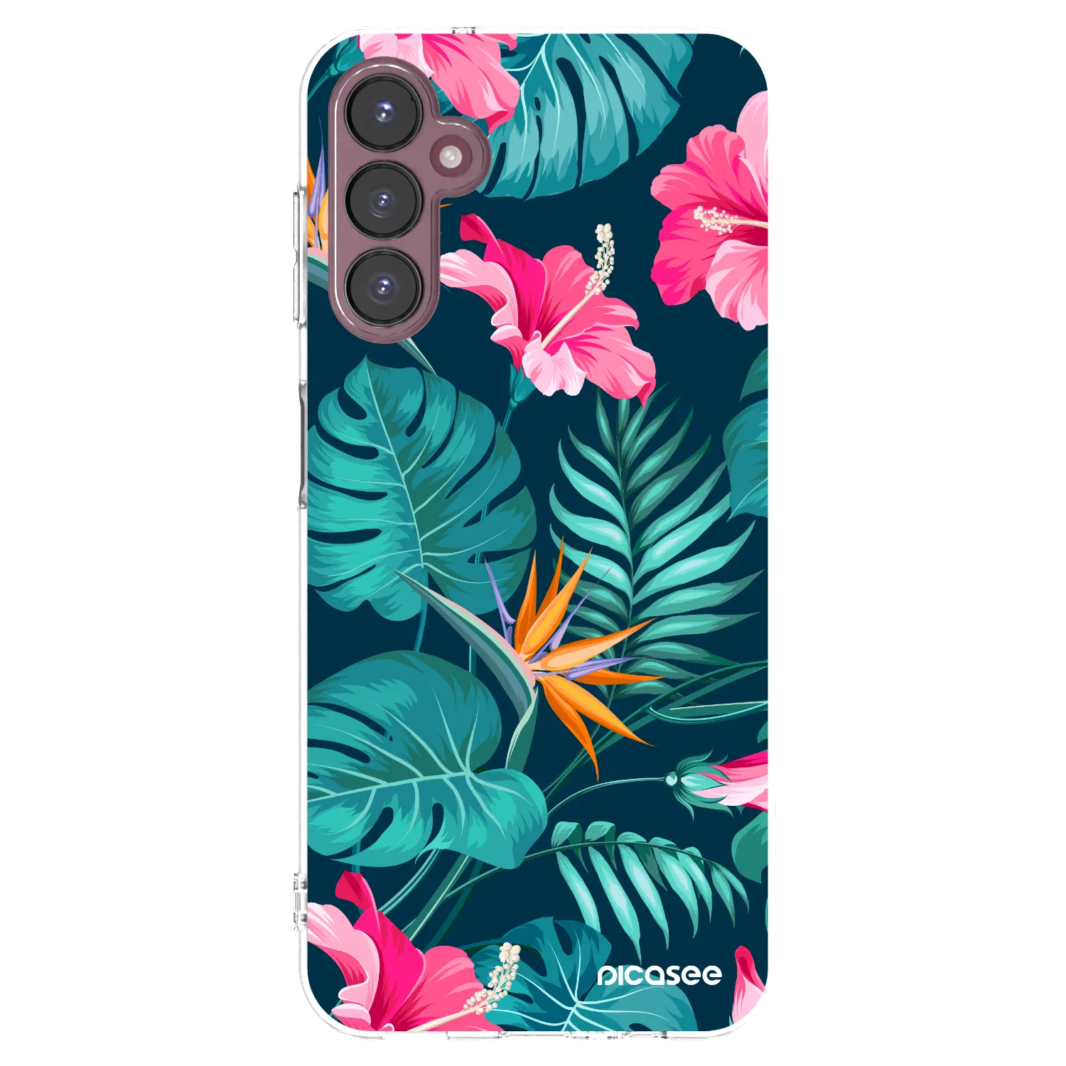 Picasee Samsung Galaxy A05s A057G Hülle - Transparentes Silikon - Pink Monstera