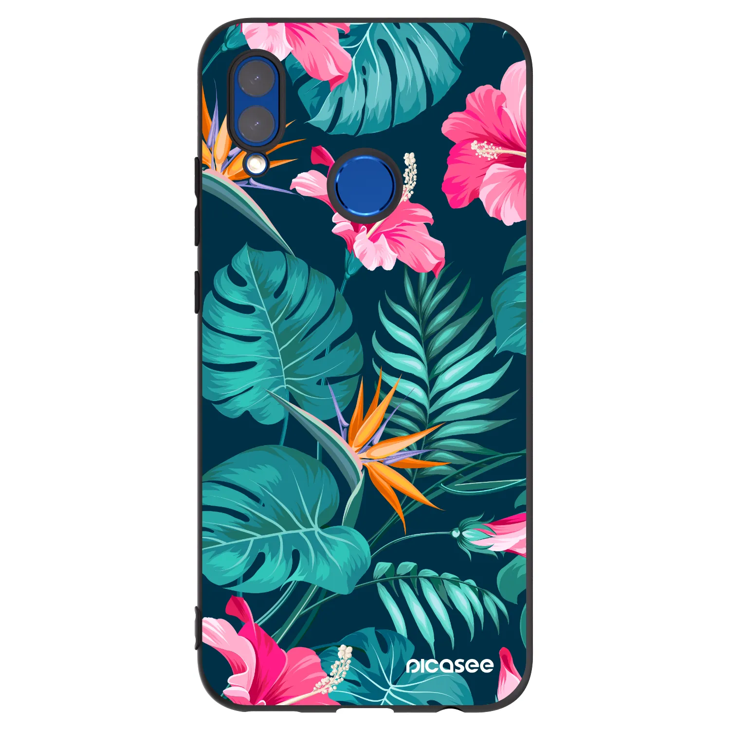 Picasee Huawei P Smart 2019 Hülle - Schwarzes Silikon - Pink Monstera