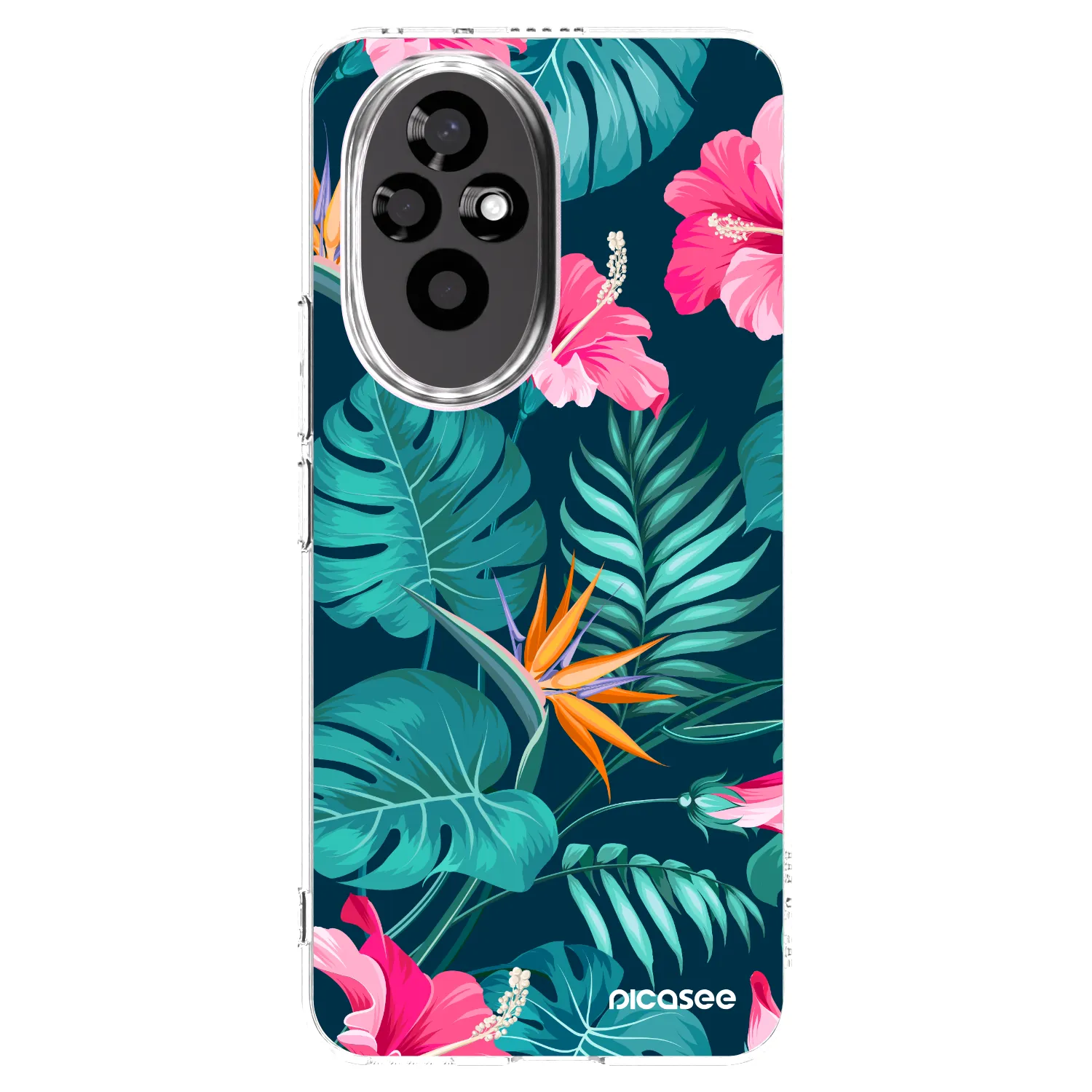 Picasee Honor 200 5G Hülle - Transparentes Silikon - Pink Monstera