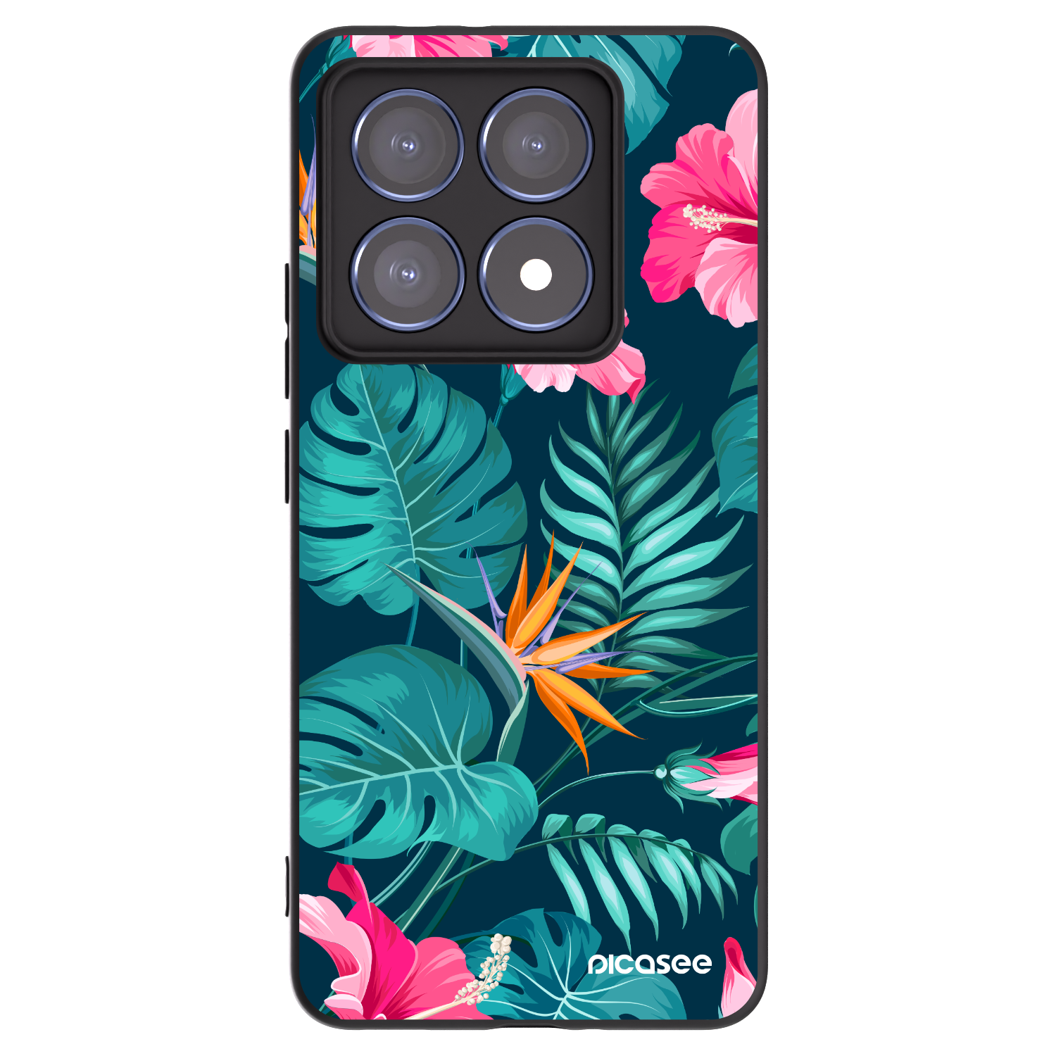 Picasee Xiaomi 14T Pro Hülle - Schwarzes Silikon - Pink Monstera