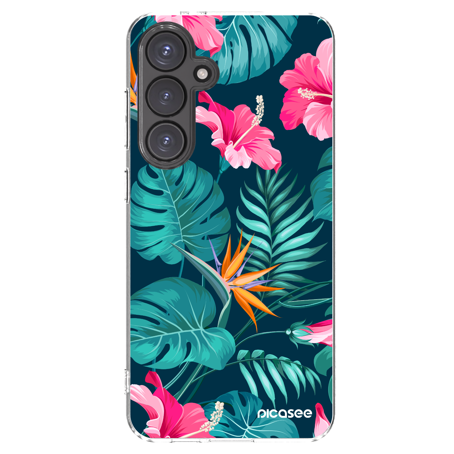 Picasee Samsung Galaxy S24 FE S721B Hülle - Transparentes Silikon - Pink Monstera