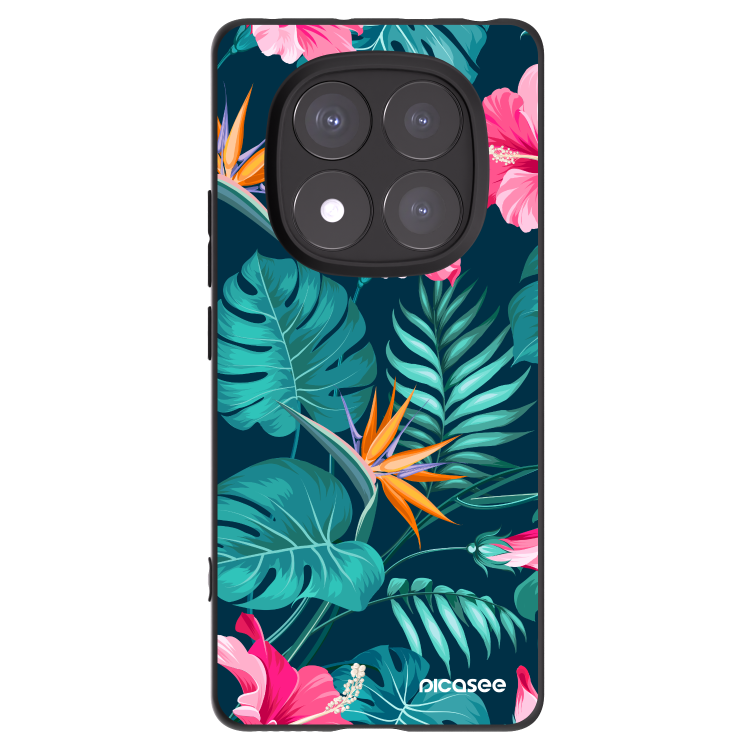 Picasee Xiaomi Redmi Note 14 Pro 5G Hülle - Schwarzes Silikon - Pink Monstera