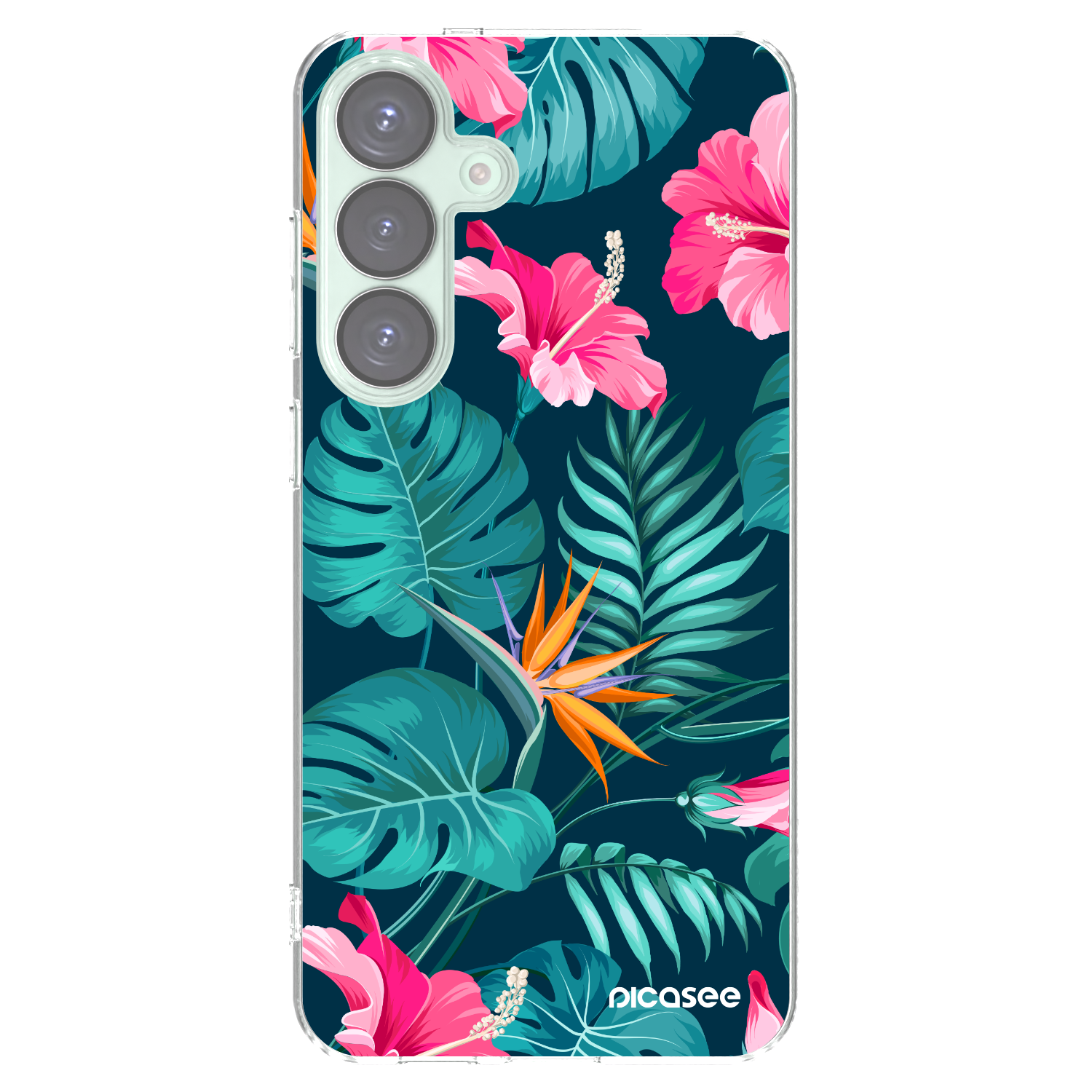 Picasee Samsung Galaxy S25+ 5G Hülle - Transparentes Silikon - Pink Monstera