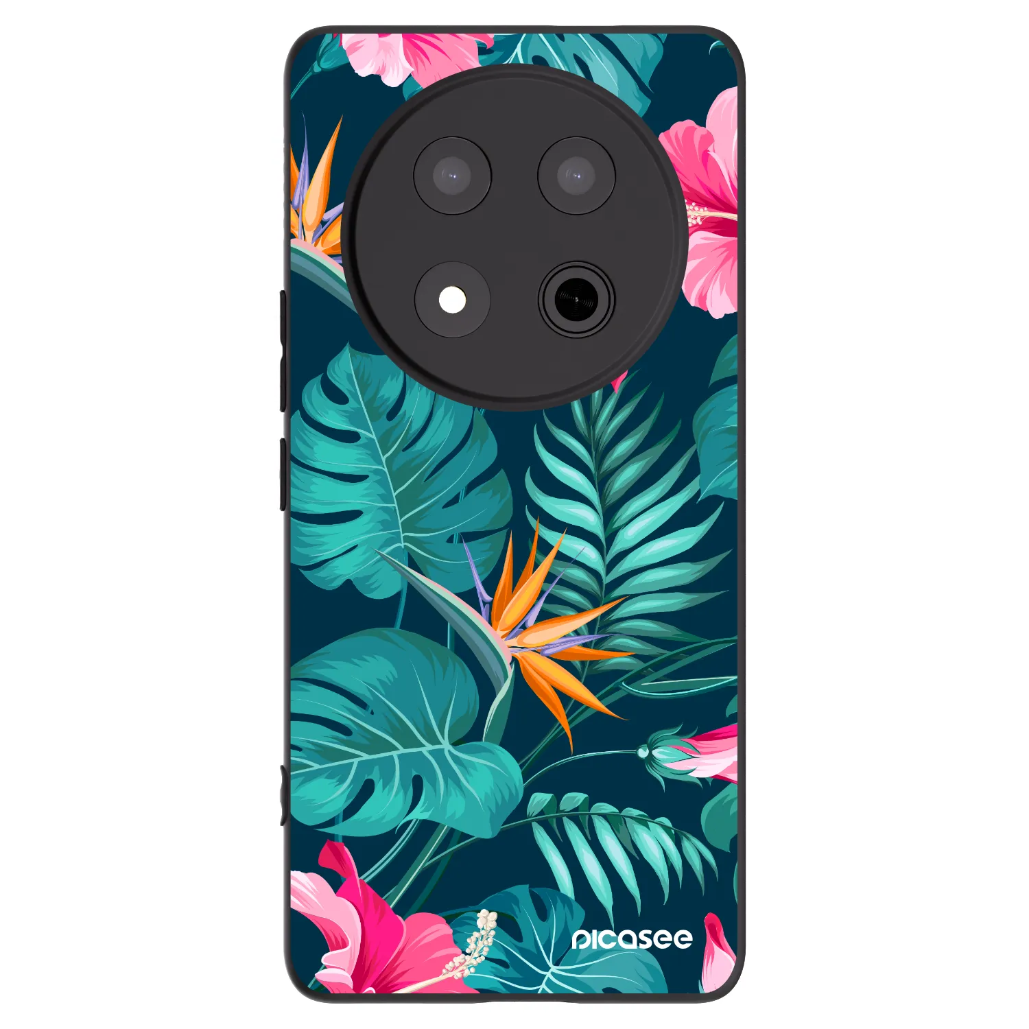 Picasee Honor Magic7 Lite 5G Hülle - Schwarzes Silikon - Pink Monstera