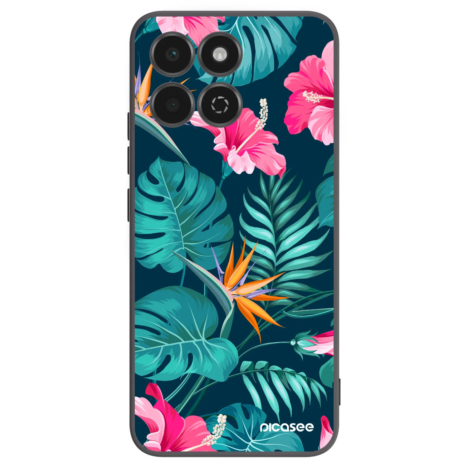 Picasee Honor 200 Smart 5G Hülle - Schwarzes Silikon - Pink Monstera