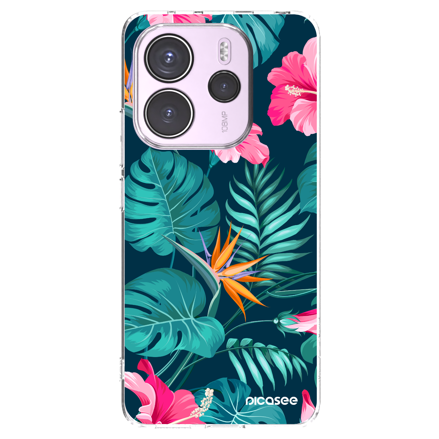 Picasee Xiaomi Redmi Note 14 4G Hülle - Transparentes Silikon - Pink Monstera