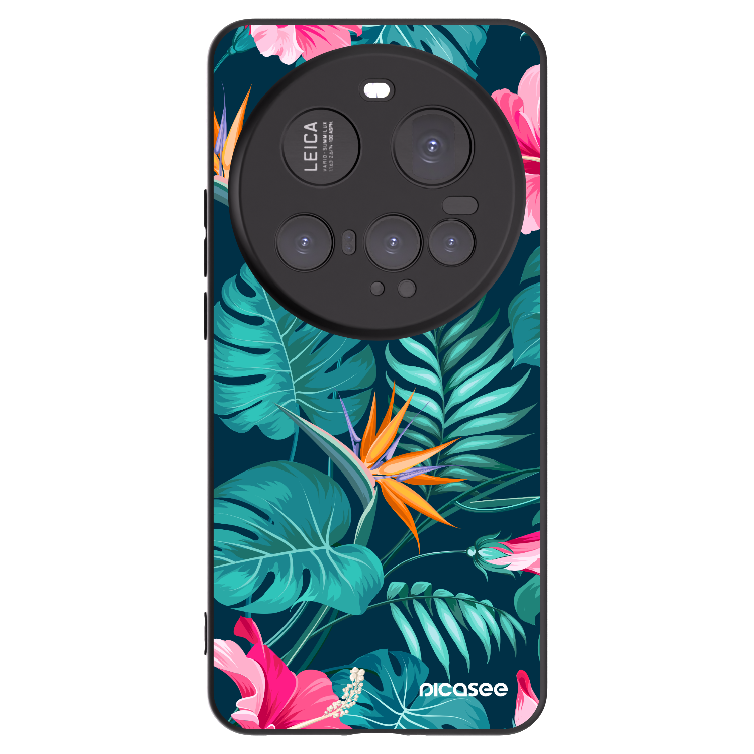 Picasee Xiaomi 15 Ultra Hülle - Schwarzes Silikon - Pink Monstera