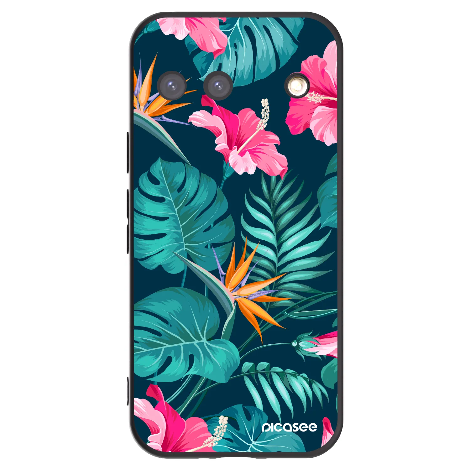 Picasee Google Pixel 9 Hülle - Schwarzes Silikon - Pink Monstera