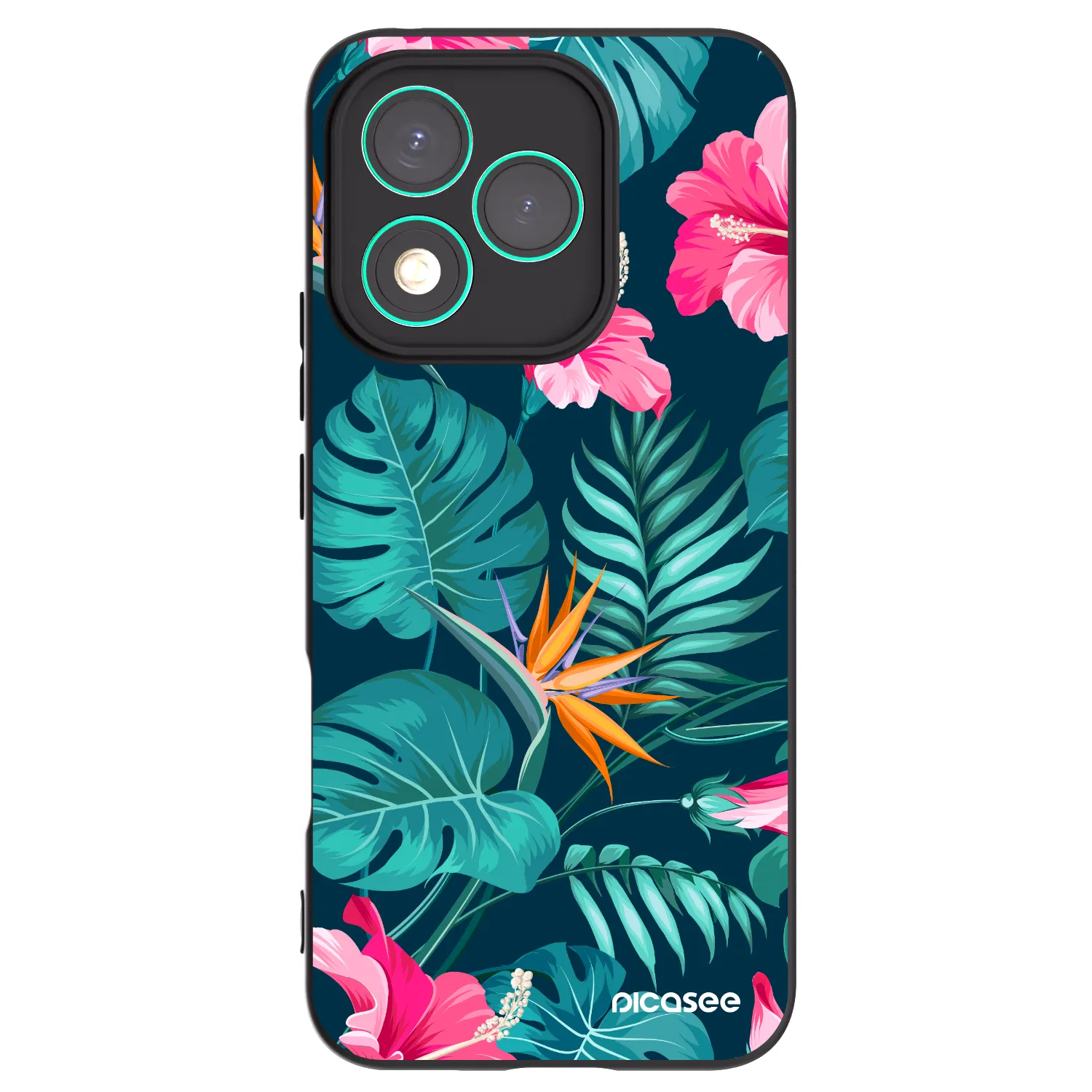 Picasee Honor 400 Lite 5G Hülle - Schwarzes Silikon - Pink Monstera