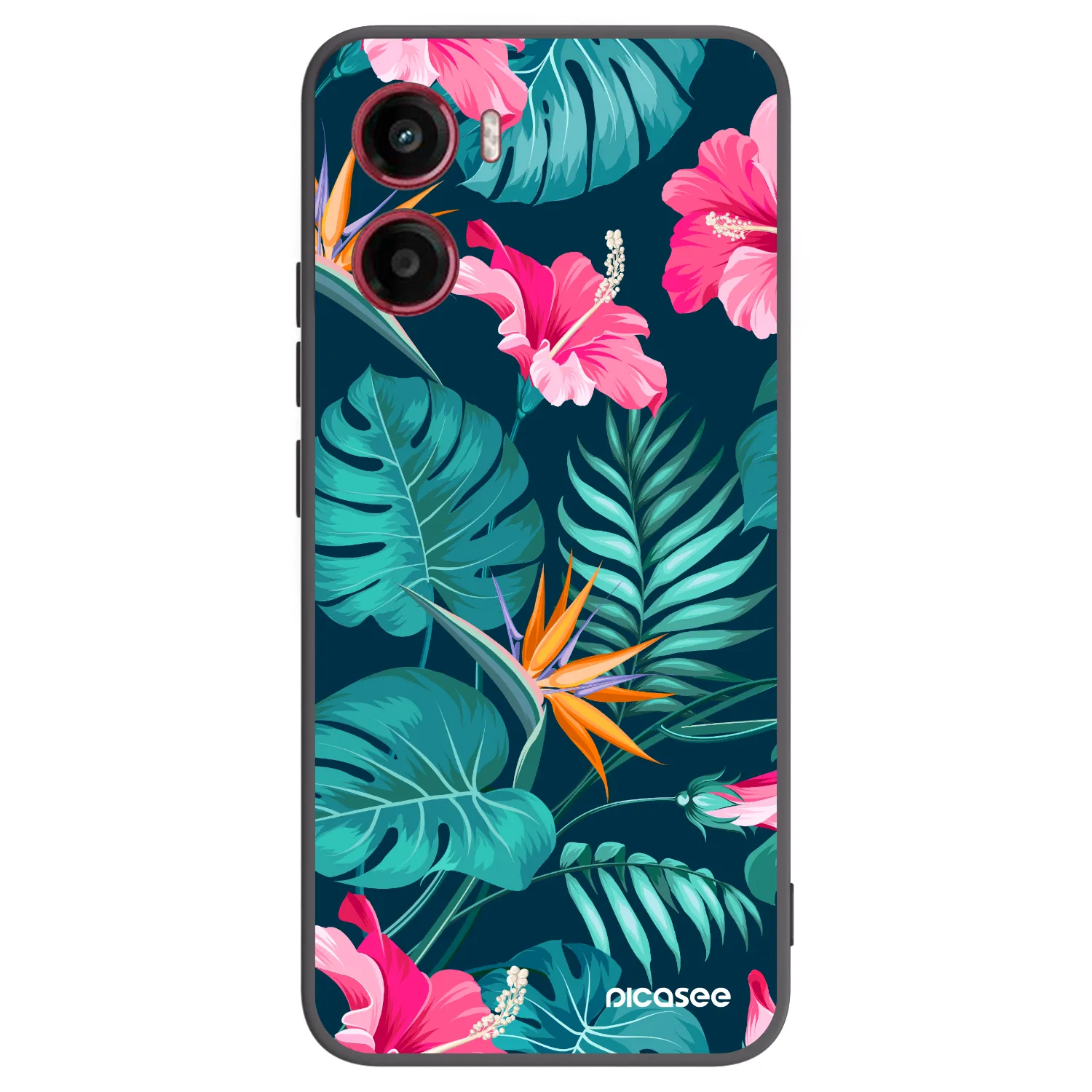 Picasee Motorola Moto G05 Hülle - Schwarzes Silikon - Pink Monstera
