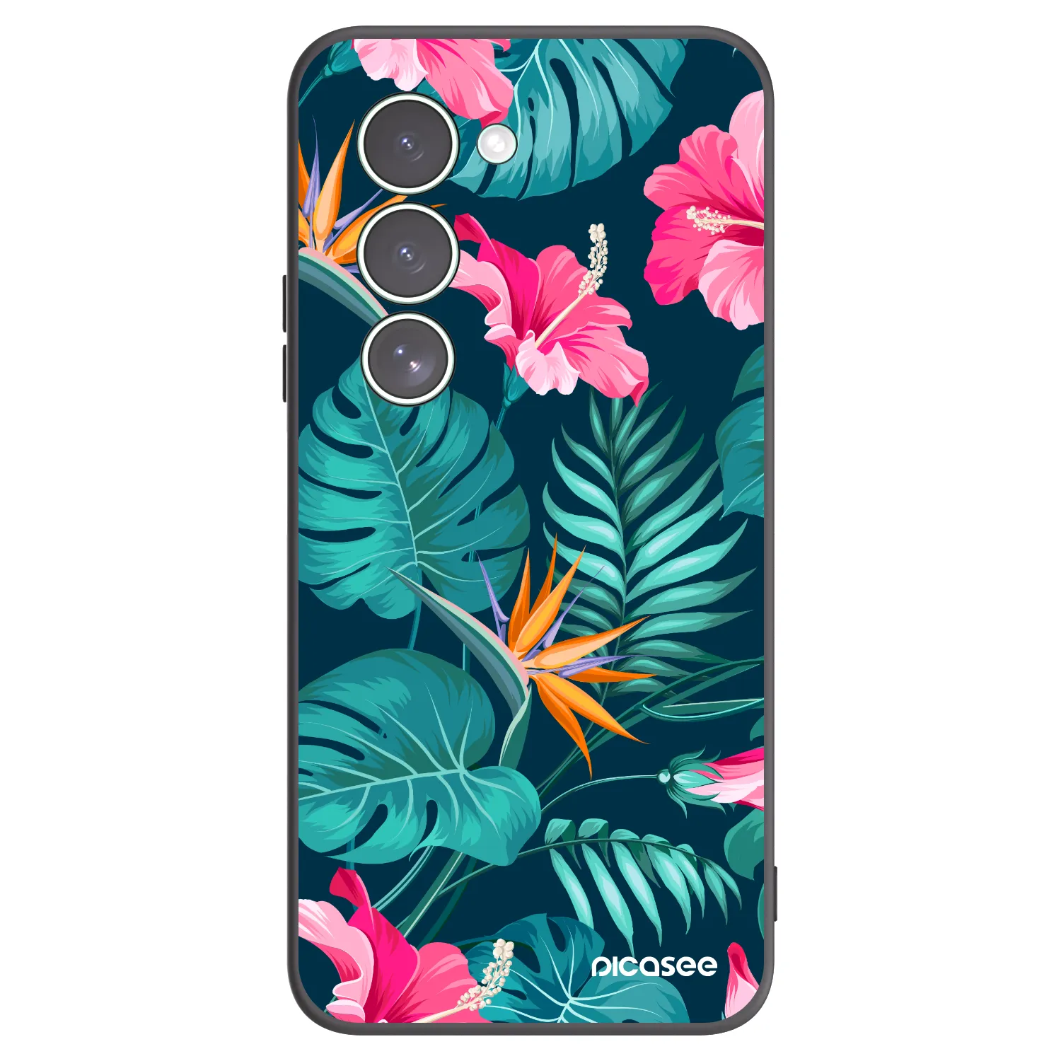 Picasee Xiaomi Redmi 15 5G Hülle - Schwarzes Silikon - Pink Monstera