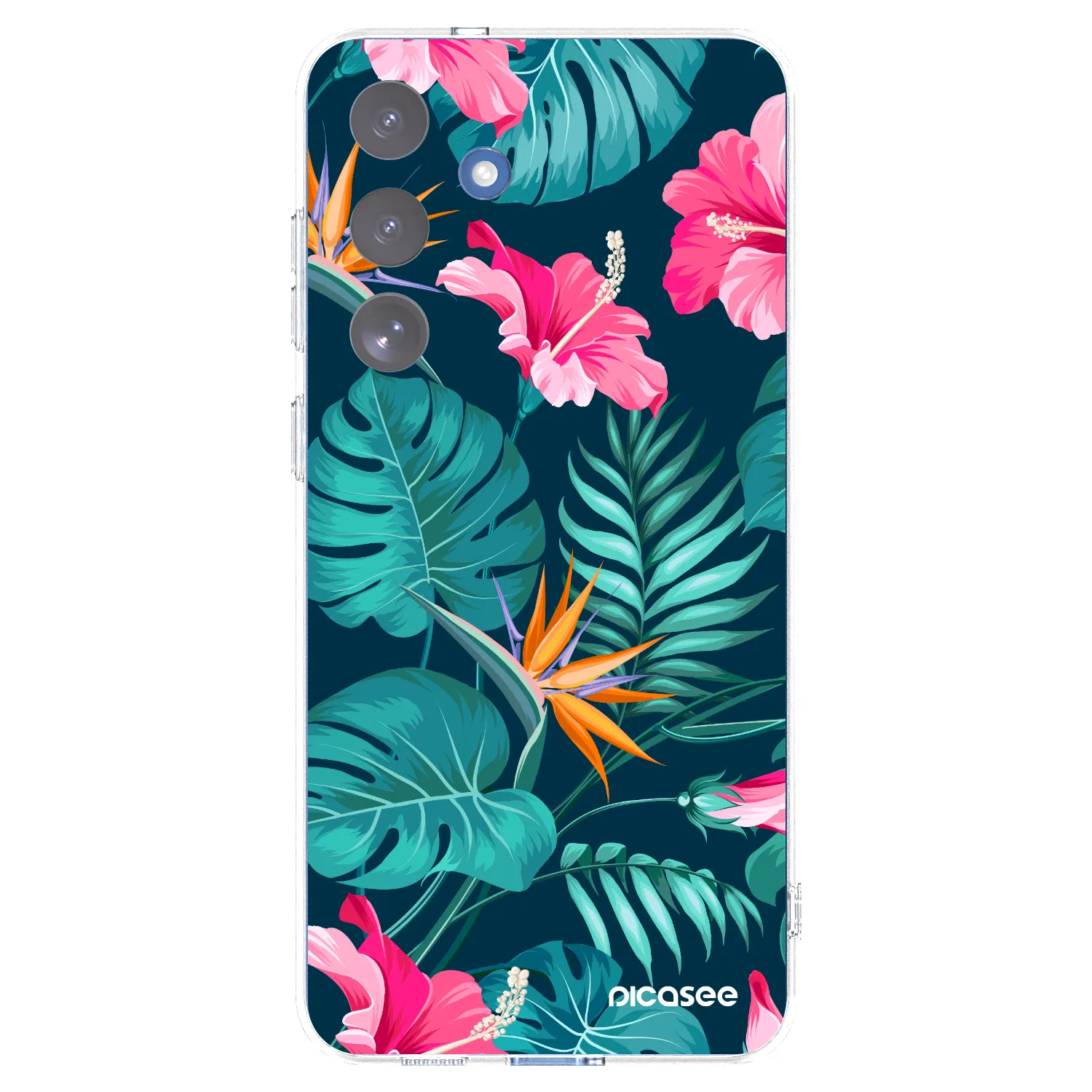 Picasee Samsung Galaxy S25 FE 5G Hülle - Transparentes Silikon - Pink Monstera