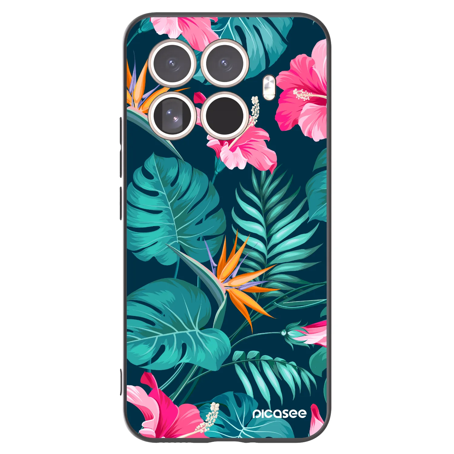 Picasee Xiaomi 15T Pro Hülle - Schwarzes Silikon - Pink Monstera
