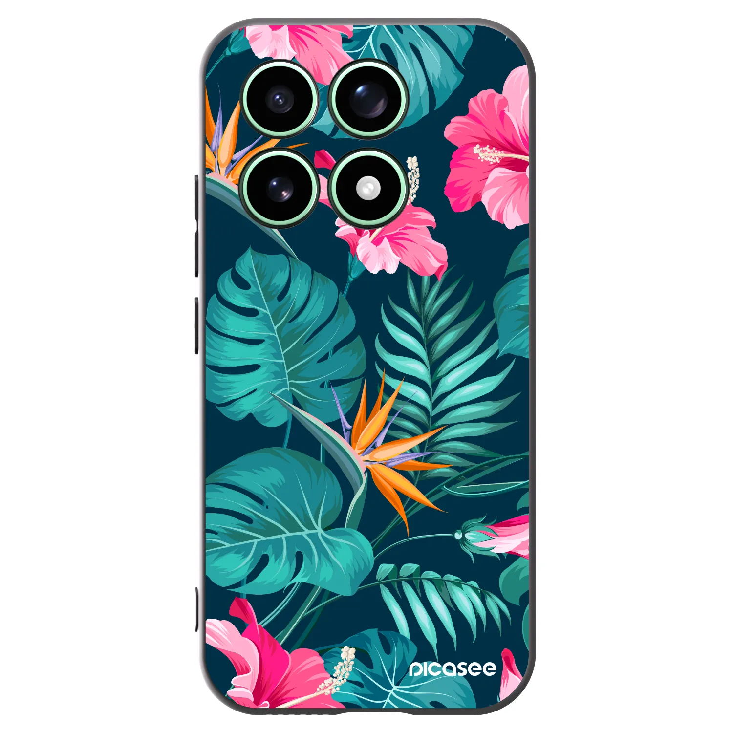 Picasee Xiaomi 17 Hülle - Schwarzes Silikon - Pink Monstera