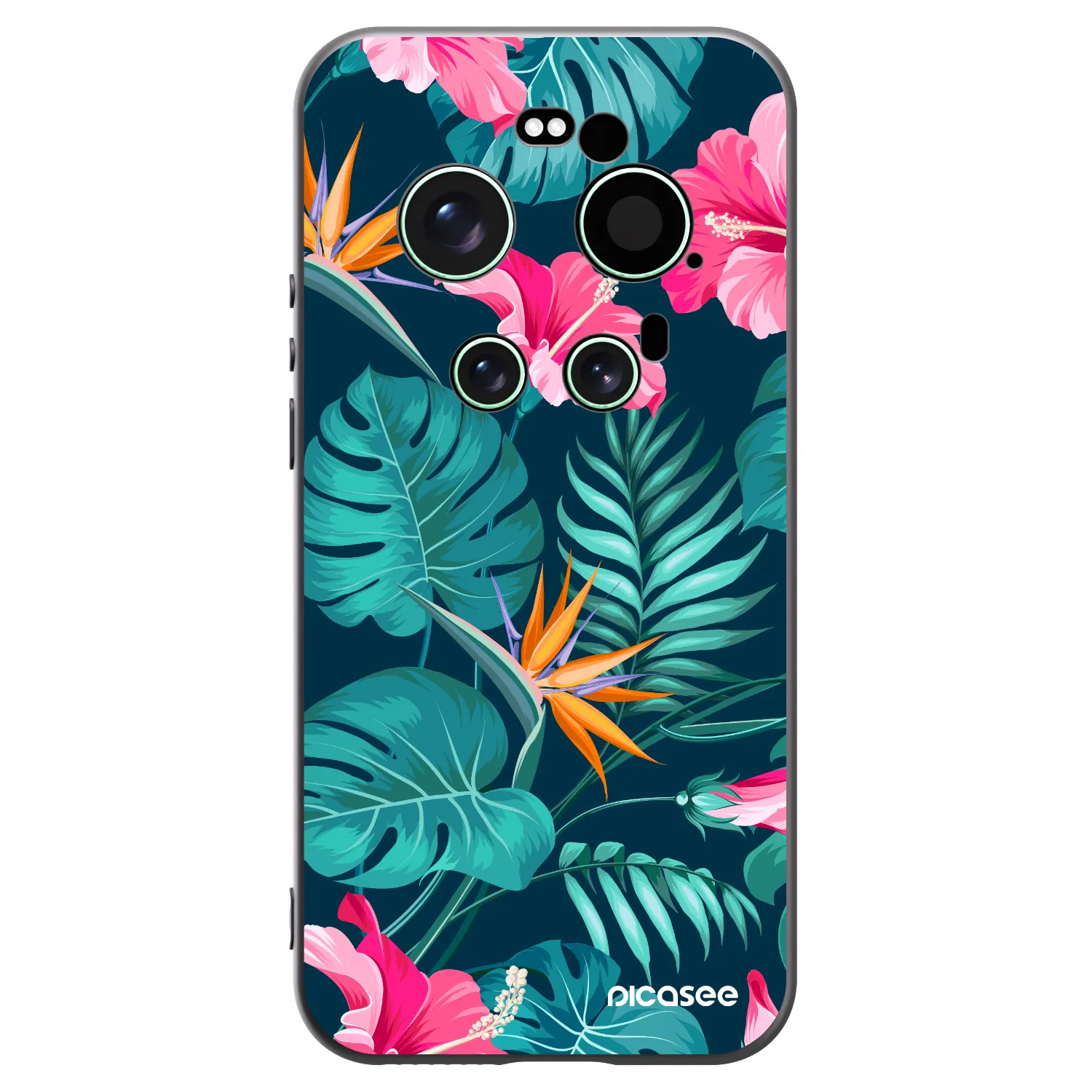 Picasee Xiaomi 17 Ultra Hülle - Schwarzes Silikon - Pink Monstera